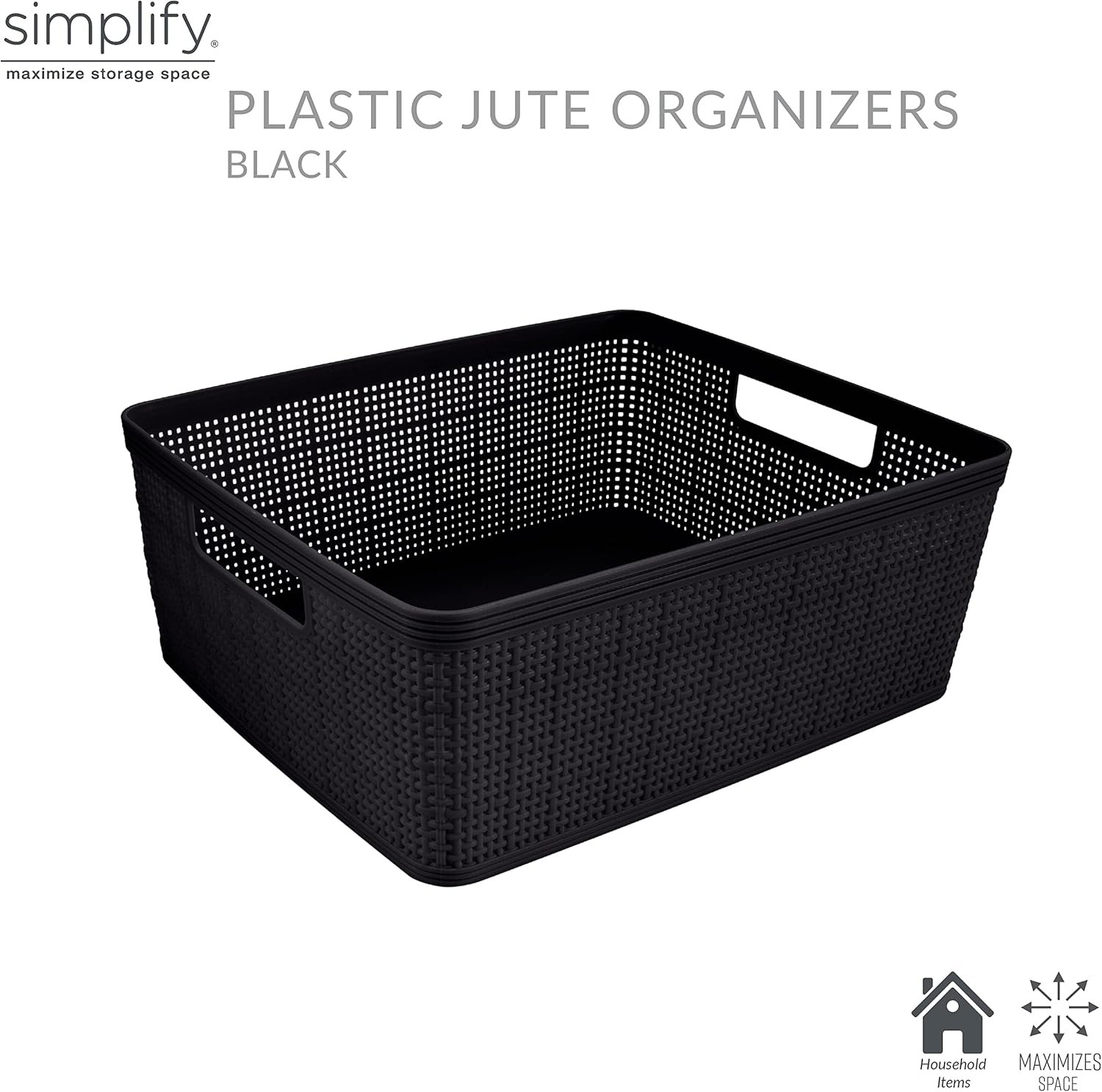 Simplify 10 Piece Organizing Set | Multiple Size Bins | Multipurpose | Office | Desk | Dorm | Bathroom | Storage Basket | Small Items | Accessories | Black - Image 3