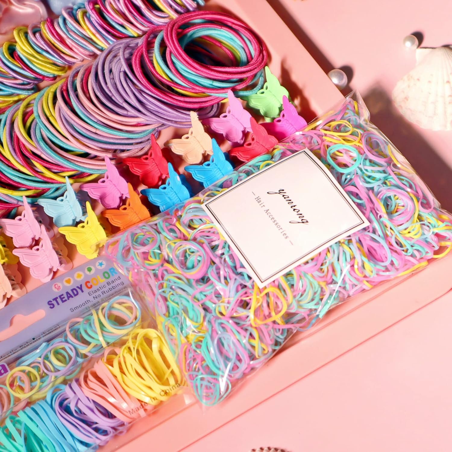 YANRONG Multicolor Hair Ties For Women Girls,Elastic Ponytail Holders Rubber Band For Thick Hair & Thin Hair Fashion Hair Accessories Set(2335PCS) - Image 7