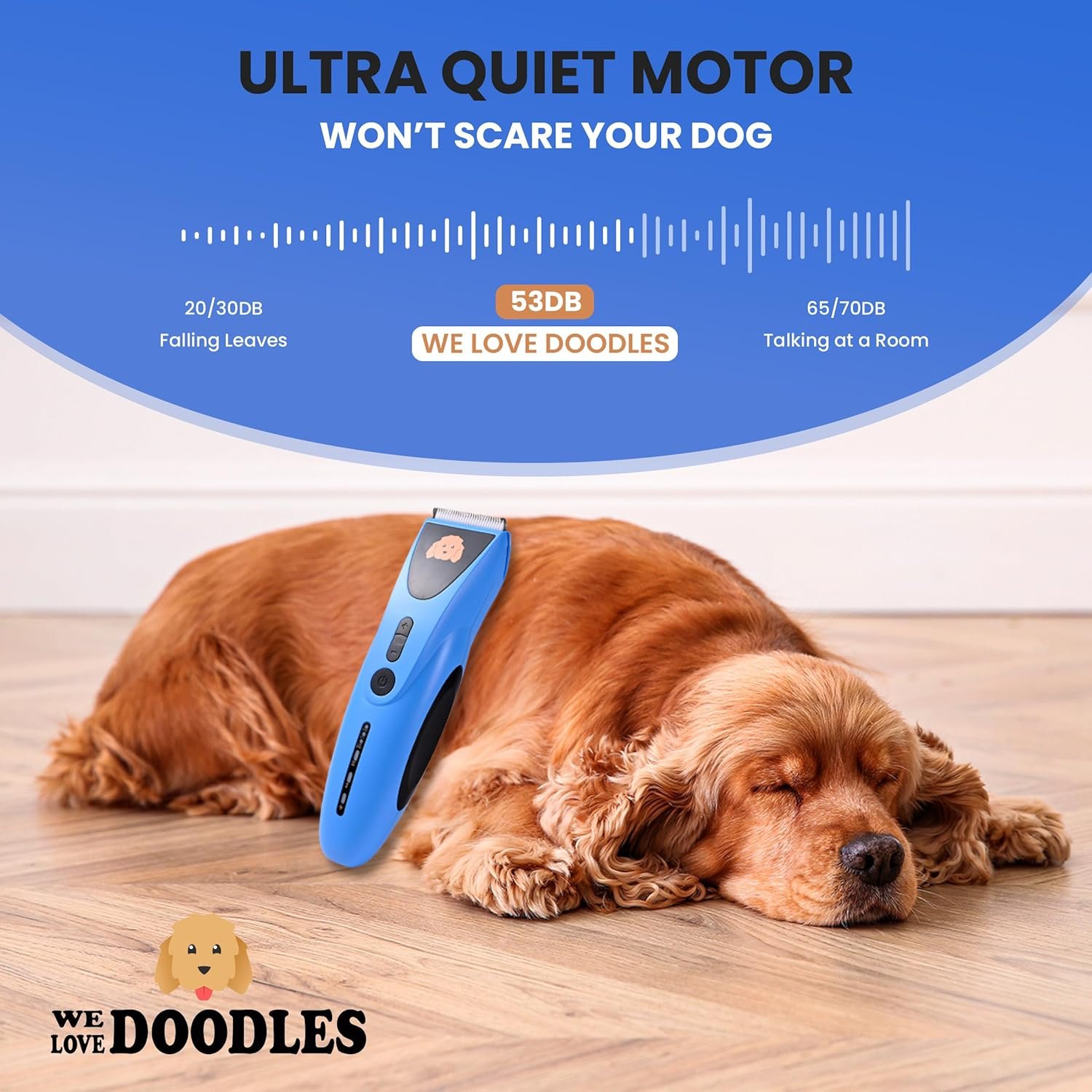We Love Doodles Dog Clippers for Thick Coats - Powerful and Ultra Quiet Dog Trimmer for Grooming, Cordless Dog Hair Trimmer, 8 Detachable Blades Pet Clippers, Easy to Use Dog Hair Clippers - Image 5