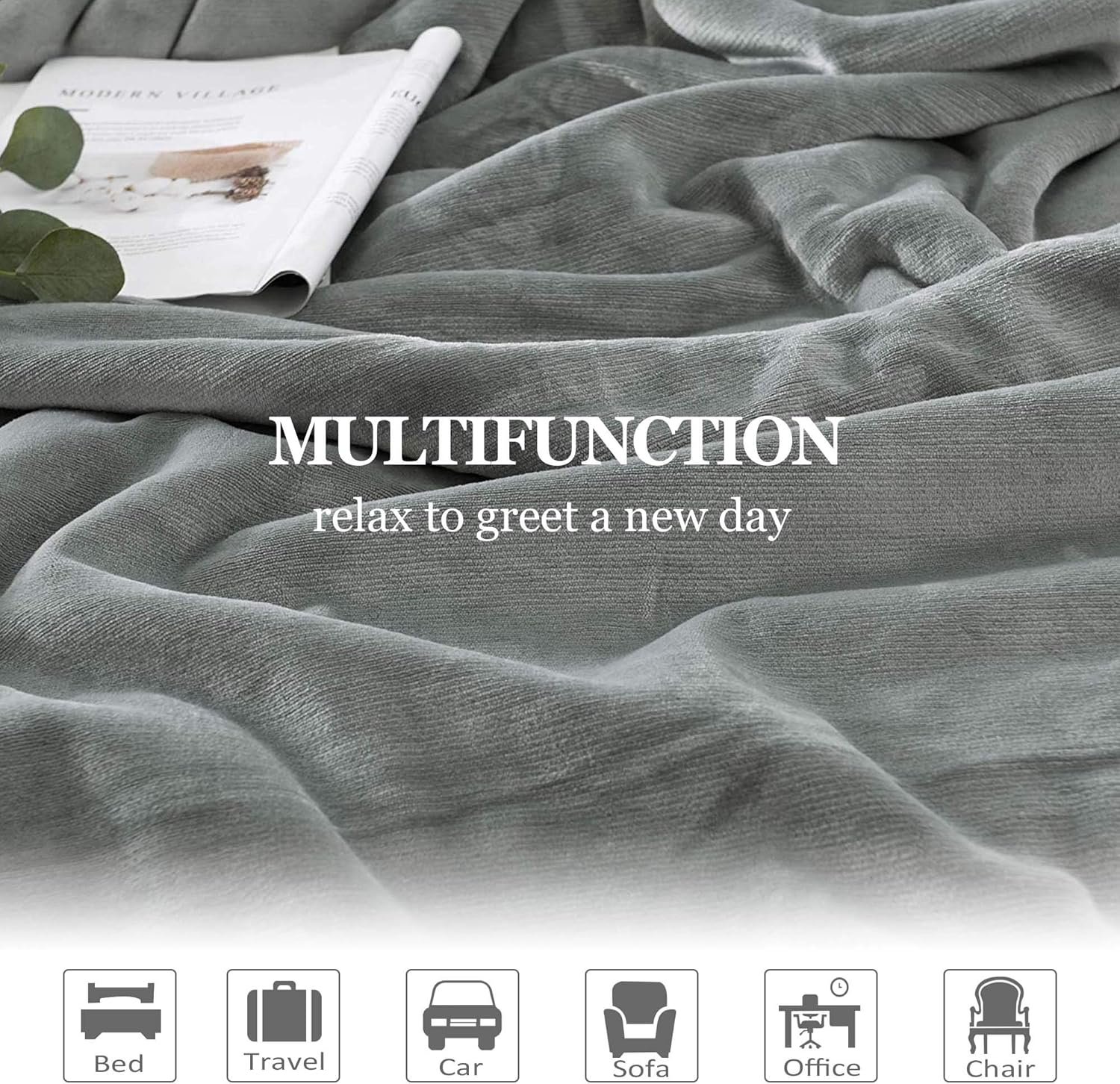 NANPIPER Sherpa Blanket Warm Blankets for Winter Super Soft Fuzzy Flannel Fleece/Wool Like Reversible Velvet Plush Couch Blanket Lightweight(Light Grey Throw Size 50"x60") - Image 7