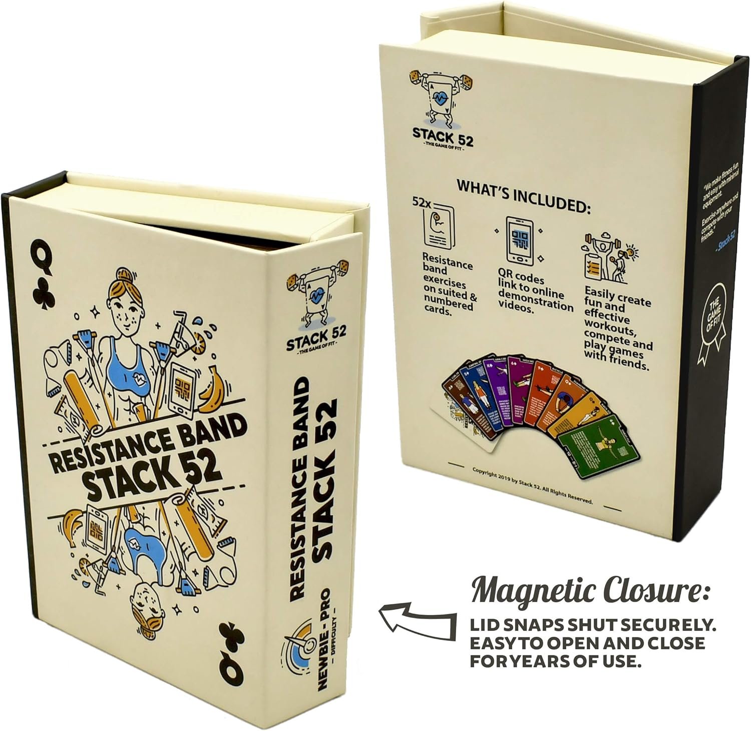 Resistance Band Exercise Cards. Exercise Band Workout Playing Card Game. Video Instructions Included. Home Fitness Training Program for Elastic Rubber Stretch Band Sets. - Image 8