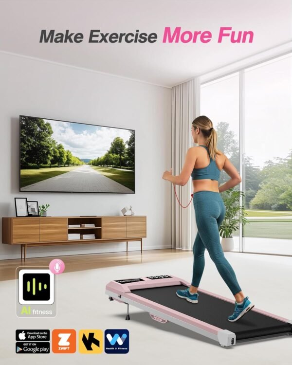 10% Incline Walking Pad Treadmills 320+lb Capacity, Smart Foldable Under Desk Treadmill Work with KINOMAP Apple Health, Treadmill for Home Office Apartment, Lightweigh and Easy to Store - Image 4