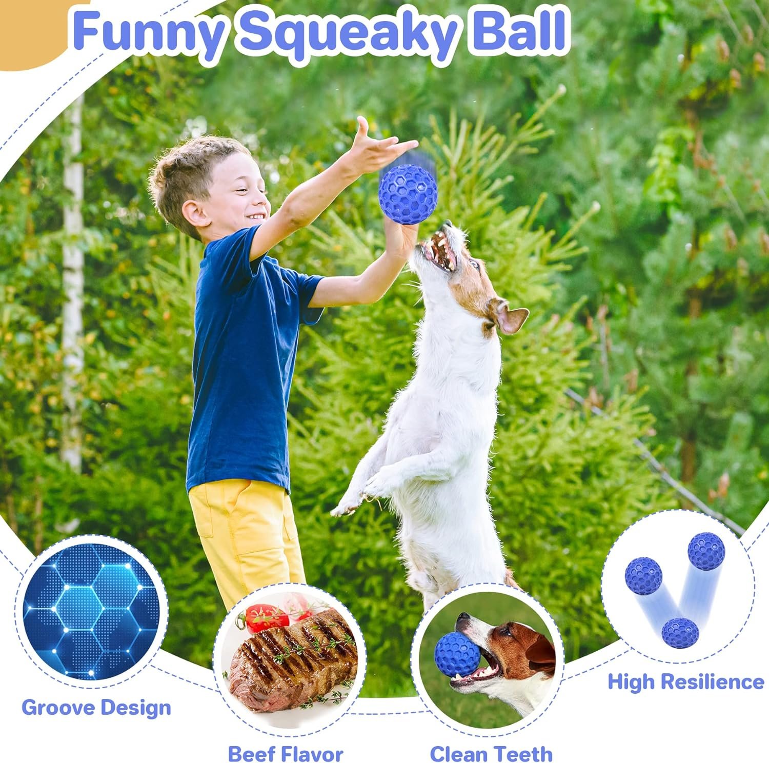 Tough Squeaky Dog Balls Puppy Toys, Interactive Dog Toys for Small Dogs, Puppy Chew Toys for Teething and Relax, Dog Chew Toy Small Balls Dog Toys for Small Breed, Outdoor Dog Toys for Dogs - Image 5