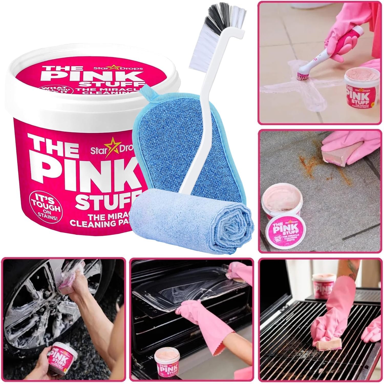 FII The Pink Stuff - The Miracle All Purpose Cleaning Paste, Bundle with Microfiber Towel, Scrub Brush & Scouring Pad - Image 7
