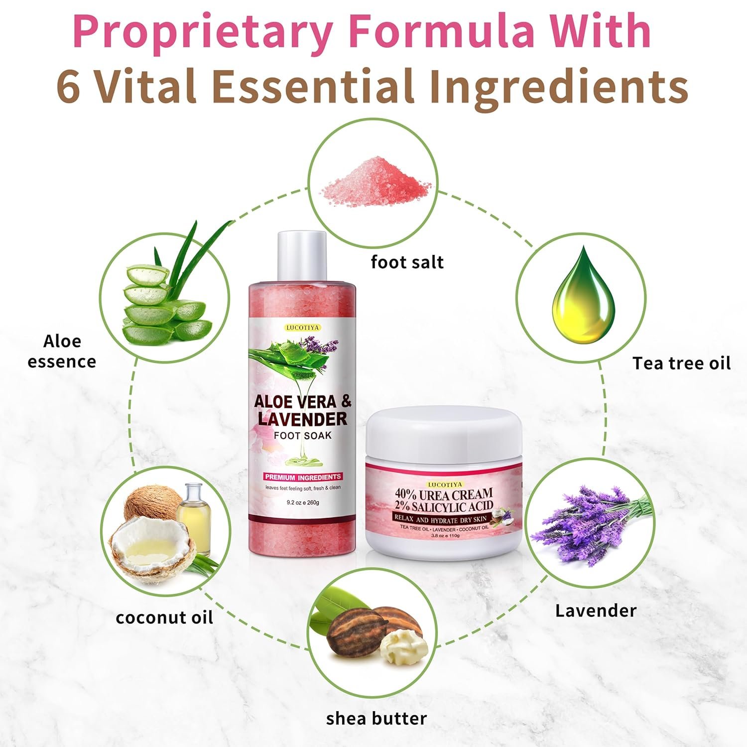 Foot Soak Set Pedicure Kit Foot Spa Callus Remover for Feet Cuticle Remover Foot File for Dead Skin Pink Salt Urea Cream for Feet Aloe Lavender Pedicure Supplies Dry Cracked Feet for Women Men - Image 6