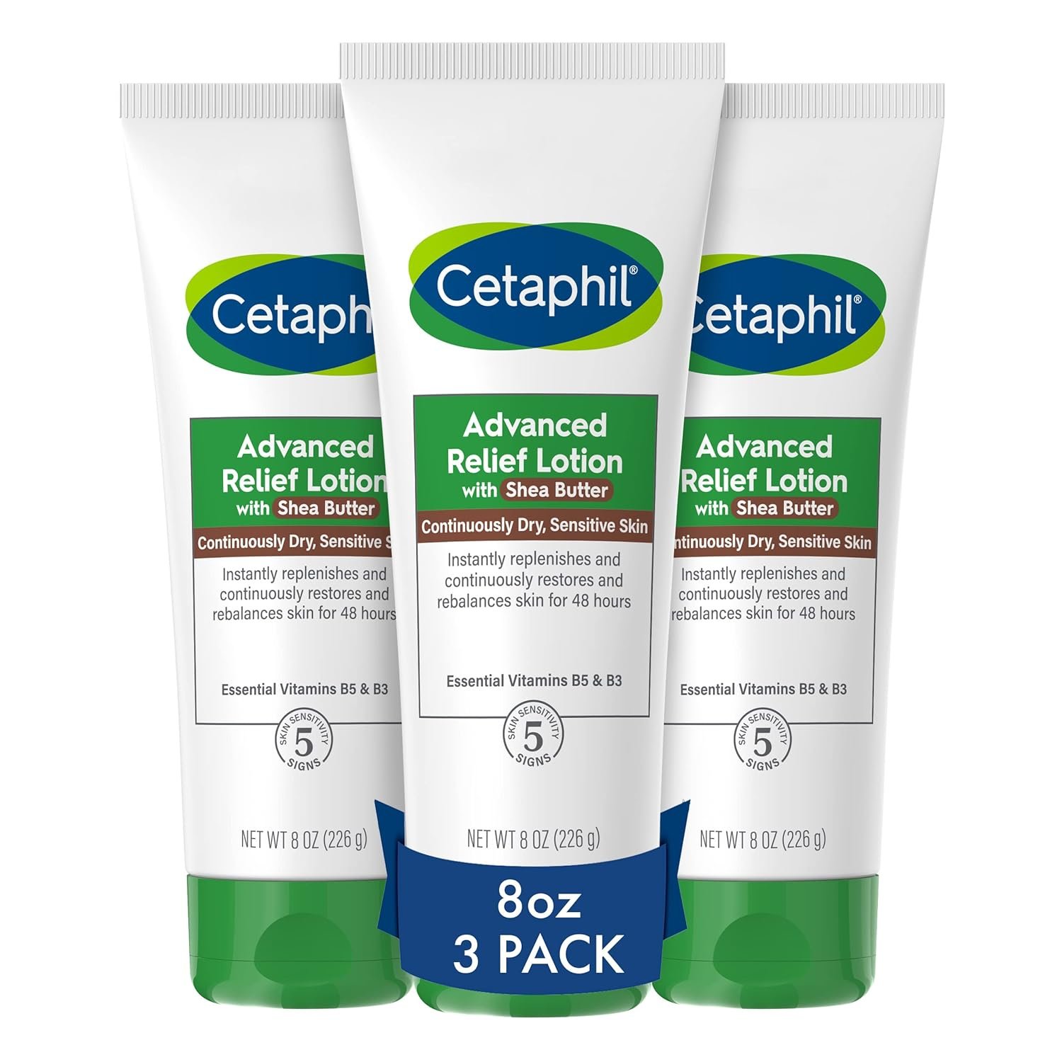 Cetaphil Body Lotion, Advanced Radiance Lotion with Shea Butter for Dry, Sensitive Skin, 8 oz Pack of 3, Fragrance Free, Hypoallergenic, Non-Comedogenic - Image 2