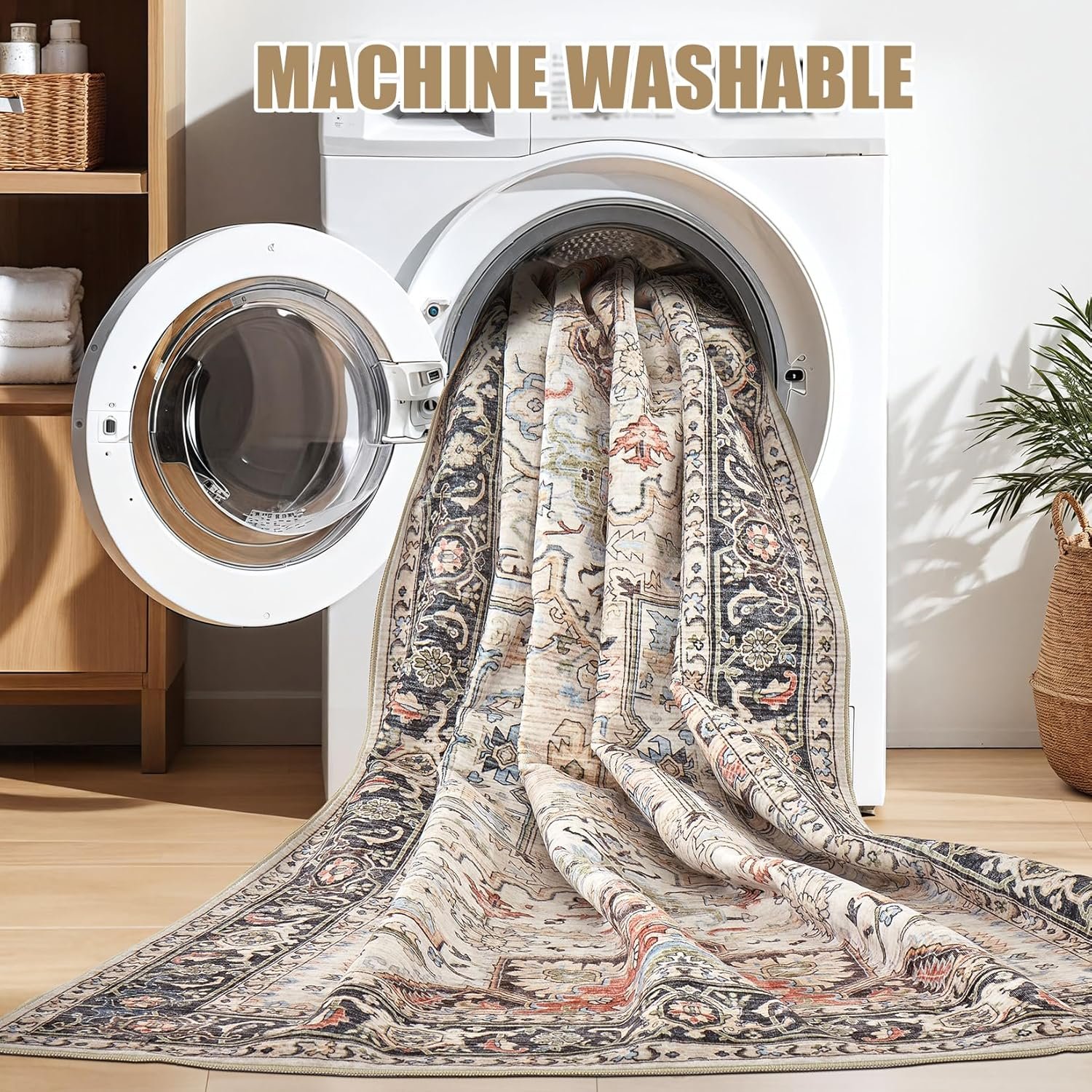 9x12 Area Rugs for Living Room - Large Carpet Ultra Thin Soft Washable Oriental Vintage Floral Distressed Rug Big Indoor Carpets for Bedroom Nursery Dorm Home Decor Aesthetic - Multi - Image 4
