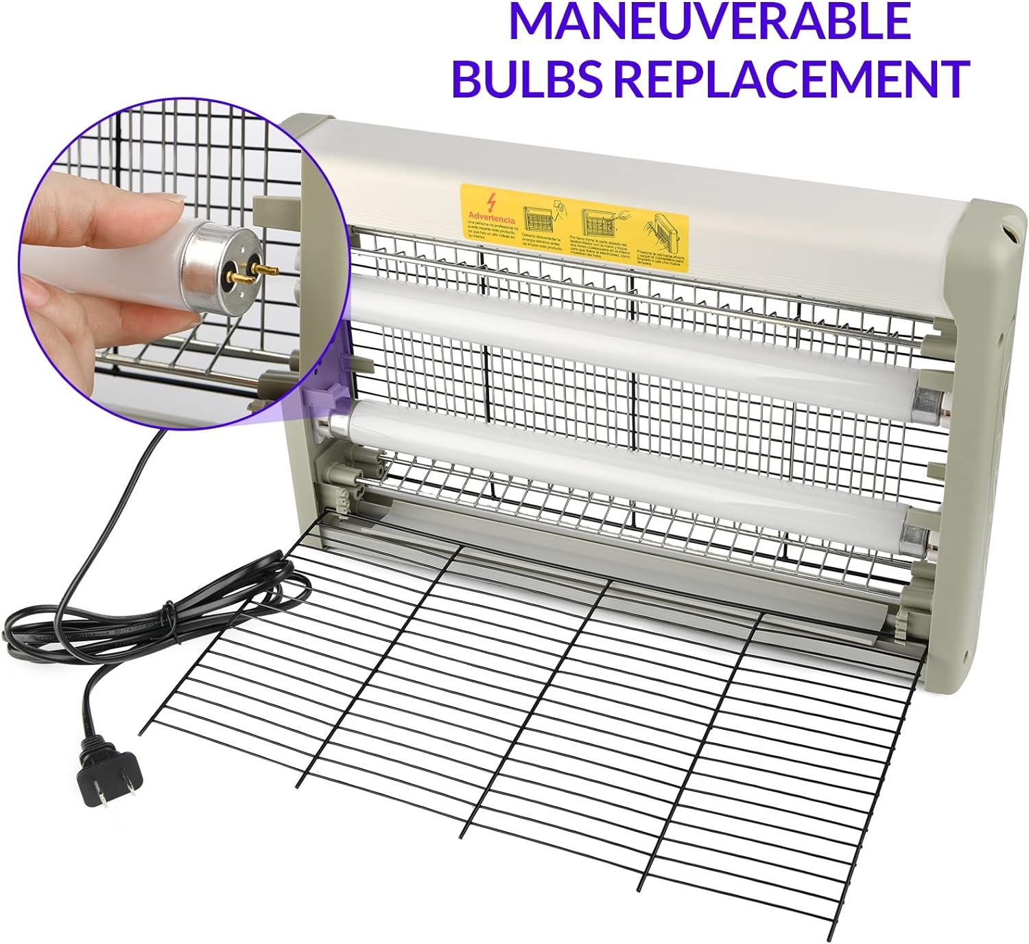 mafiti Bug Zapper 20W 3500V Fly Traps Indoor Electric Mosquito Zapper Fly Killer Gnats Fruit Trap for Home Restaurants Kitchen Garden with 2 Replacement Bulbs Grey - Image 7