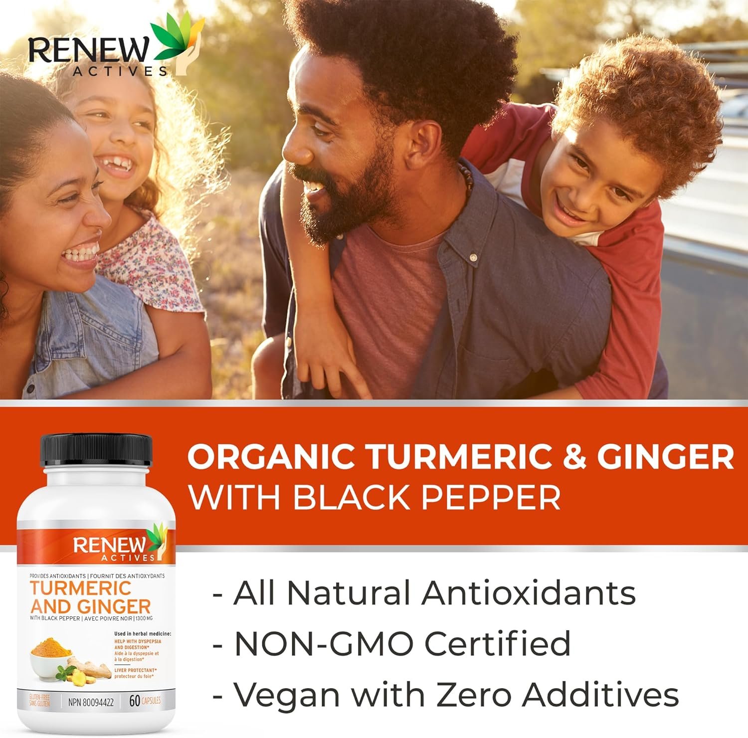 Renew Actives Ginger Turmeric Curcumin Capsules - Potent Antioxidant with Bioperine & Black Pepper Blend for Digestive & Liver Health - Easy-to-Swallow Capsules - 60 Vegan Capsules - Image 9