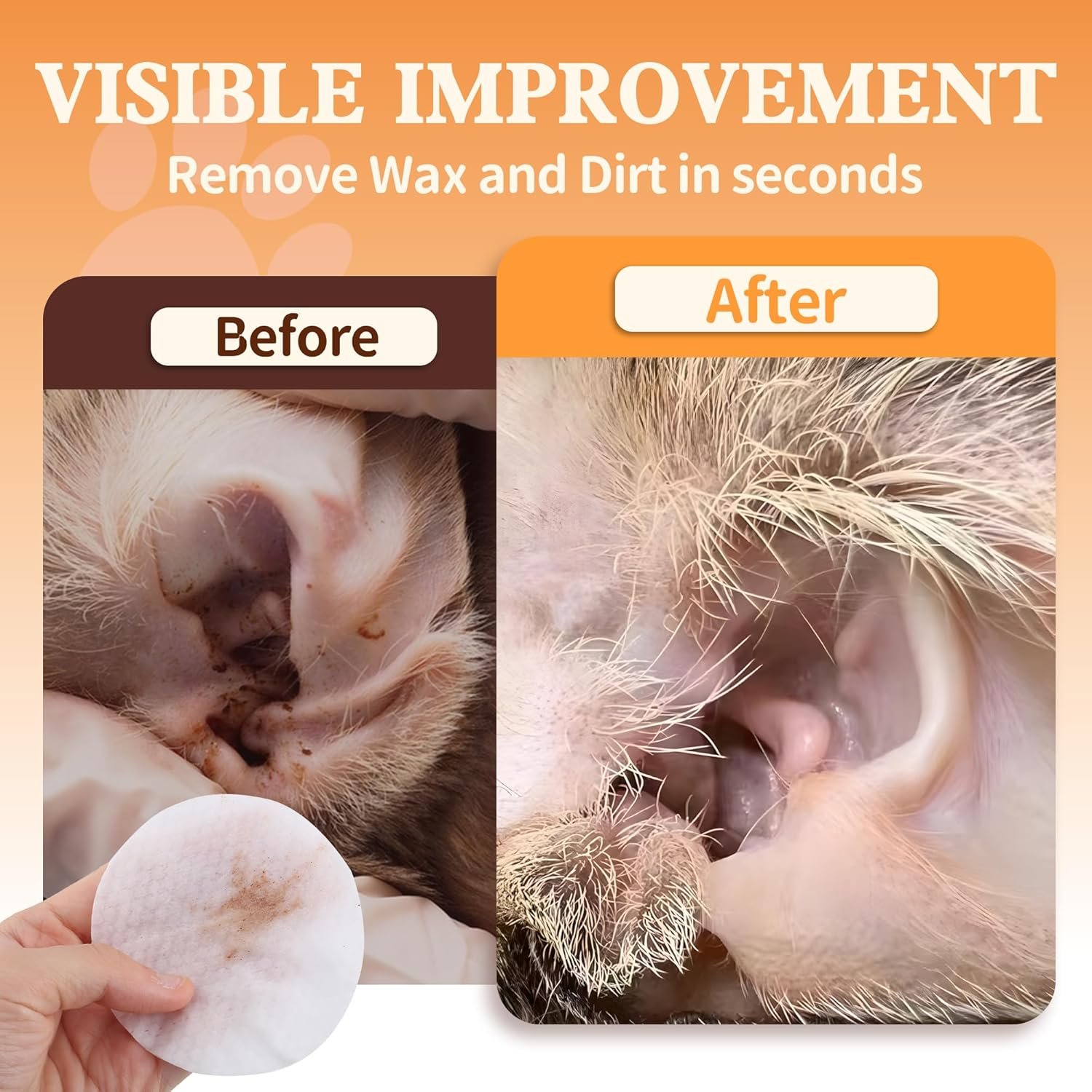 Dog Ear Wipes, Dog Ear Cleaner Wipes Ear Cleaning Wipes for Dogs,Cats - Gently Remove Ear Wax - Relieve Ear Infections, Itching,Scratching,120ct (3.15in) Pet Ear Cleanser - Image 5