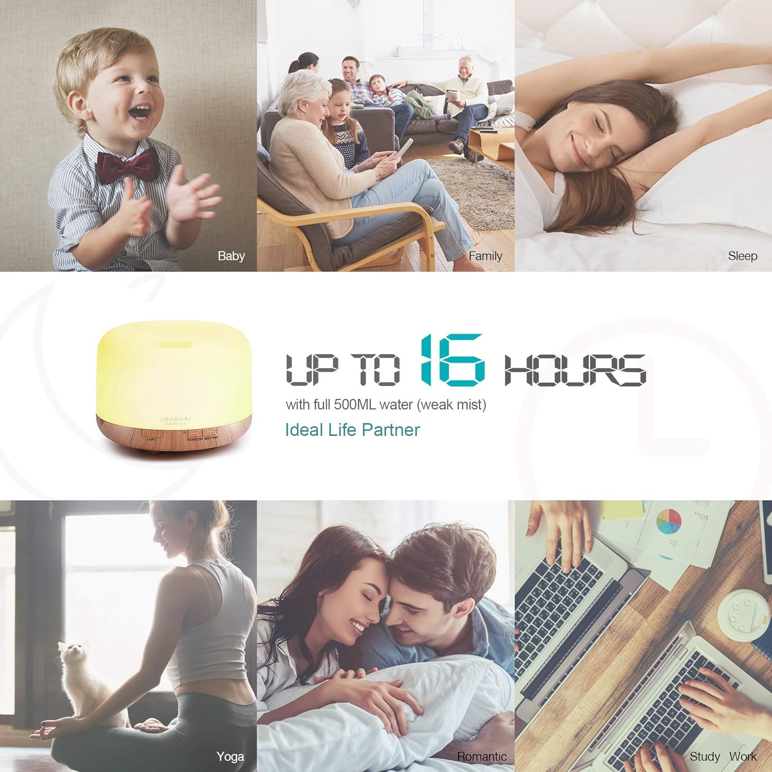 ASAKUKI Smart Wi-Fi Essential Oil Diffuser, App and Voice Control Compatible with Alexa, 500ml Aromatherapy Humidifier for Relaxing Atmosphere in Home Office Bedroom Gold - Image 7