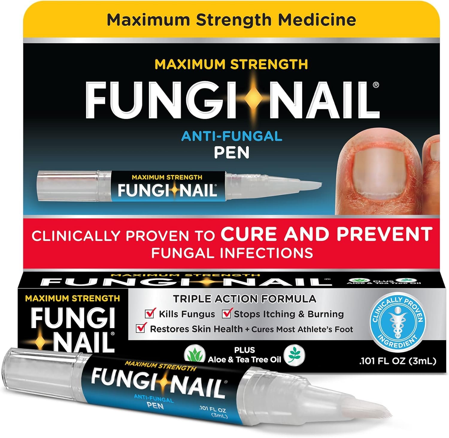 Fungi-Nail Pen Applicator Anti-Fungal Solution, Kills Fungus That Can Lead to Nail & Athlete’s Foot with Tolnaftate & Clinically Proven to Cure and Prevent Fungal Infections, 0.101 Fl Oz (Pack of 1) - Image 4