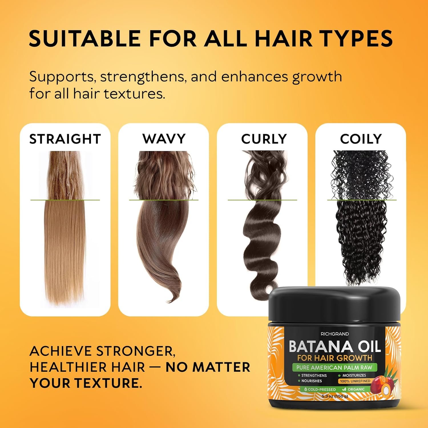 Batana Oil for Hair Growth - 100% Raw & Organic Cold-Pressed Batana Oil - Pure Unrefined Batana Hair Mask for Men & Women - Strengthens Hair, Prevents Loss, Repairs Split Ends - 5.3 Fl Oz - Image 7