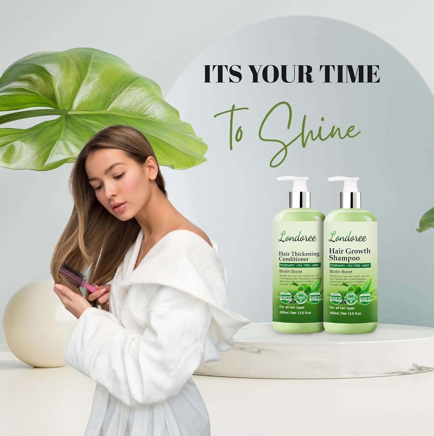 Rosemary Hair Growth Shampoo & Conditioner - Thickening & Re-Growth Formula for Men & Women,(400ml) Mint Strengthening Rosemary Set with Tea Tree For Hair Loss (Rosemary Shampoo & Conditioner) - Image 8