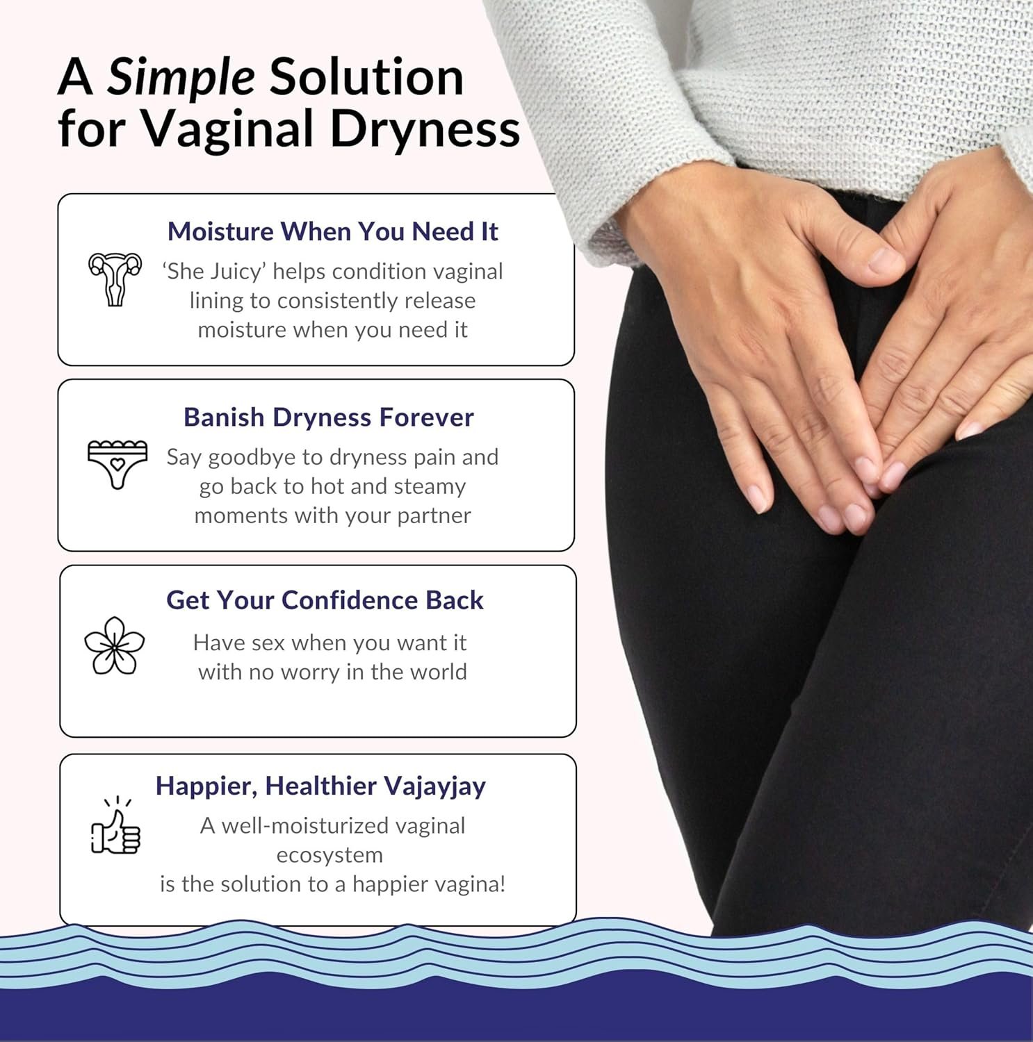 Flower Power She Juicy Vaginal Moisturizer | Feminine Care for Women - 60 ct - End Vaginal Dryness with Slippery Elm Bark | Feminine Care for Vaginal Health - Made in USA - Image 5