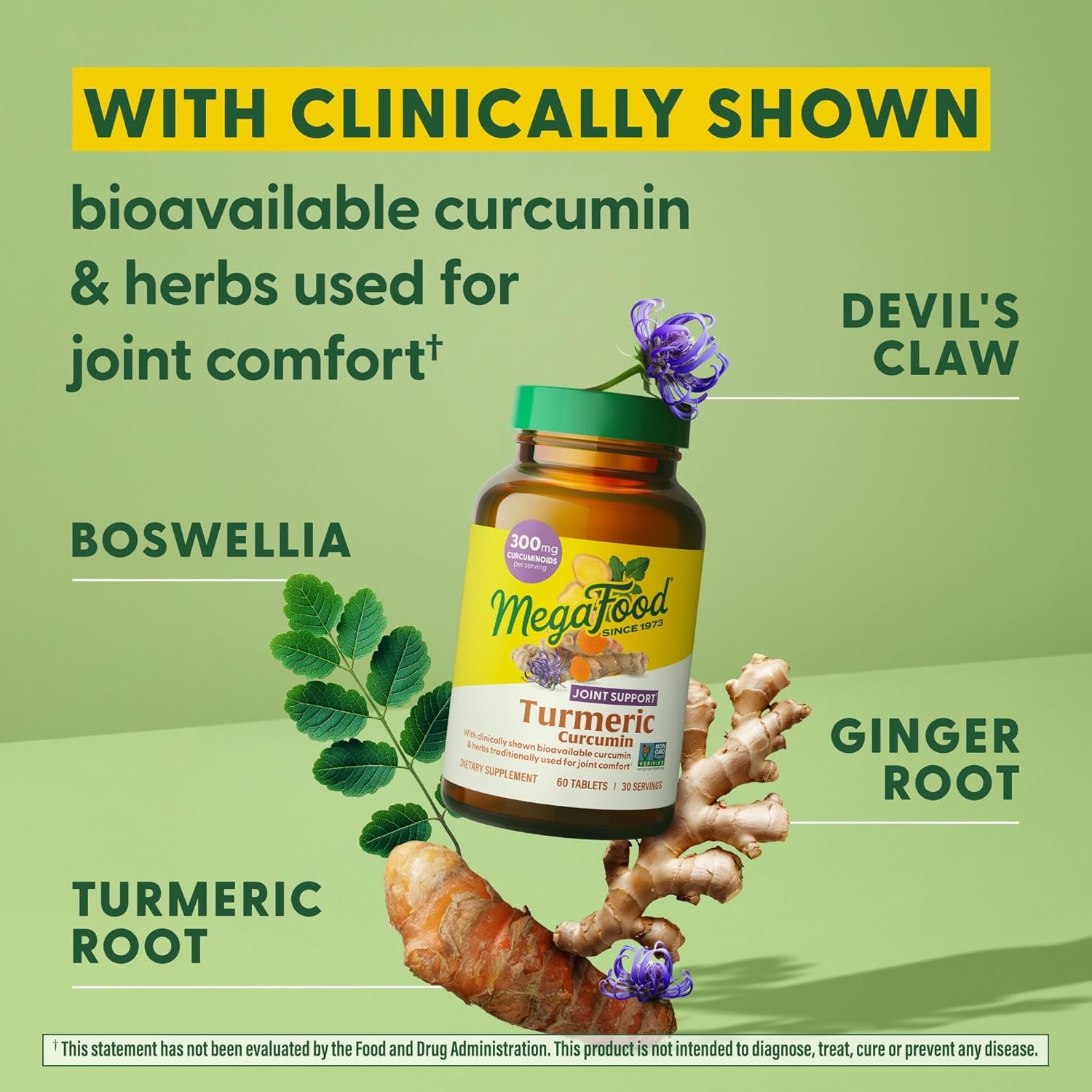 MegaFood Turmeric Curcumin Extra Strength - Joint Support Supplement - Turmeric Curcumin with Black Pepper & Boswellia Extract - Vegan - Made Without 9 Food Allergens - 60 Tabs (30 Servings) - Image 6