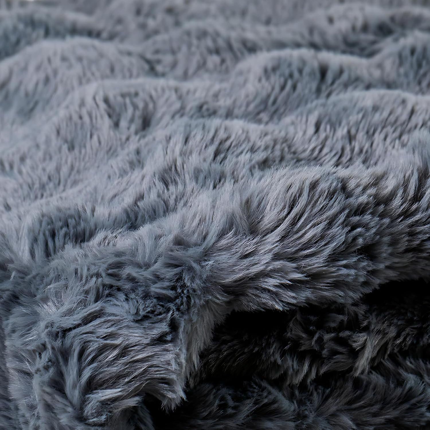 Faux Fur Throw Blanket for Couch and Bed | Chunky Knit Durable & Wrinkle Resistant | Soft and Cozy - Kid & Pet Safe Big Fluffy Ultra Soft Double-Sided All-Season Comfort 50''x 60'' - Dark Grey - Image 3