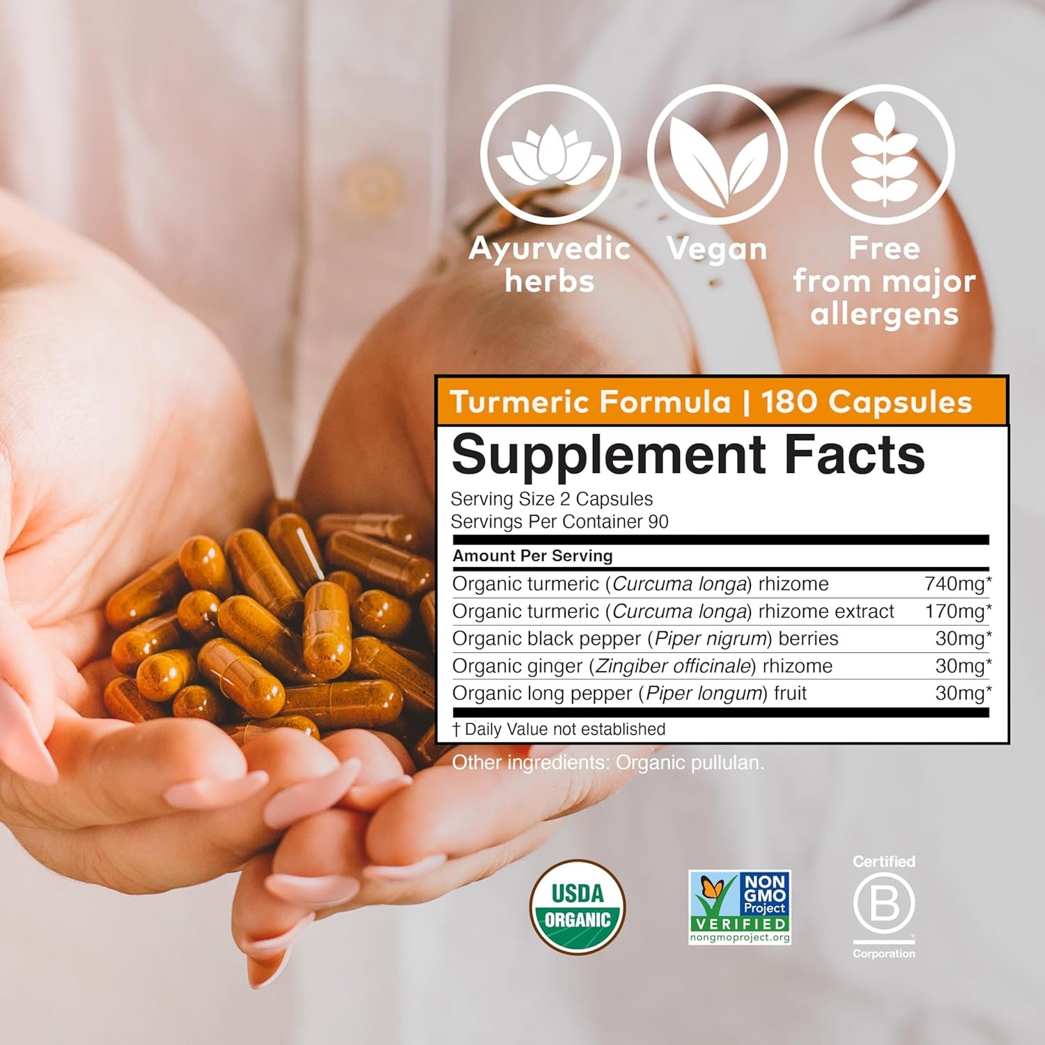 ORGANIC INDIA Turmeric Curcumin with Black Pepper - Organic Turmeric Supplement and Curcumin Supplement, Turmeric Capsules, Joint Support & Immune System Support, Whole Root, Trikatu - 180 Capsules - Image 7