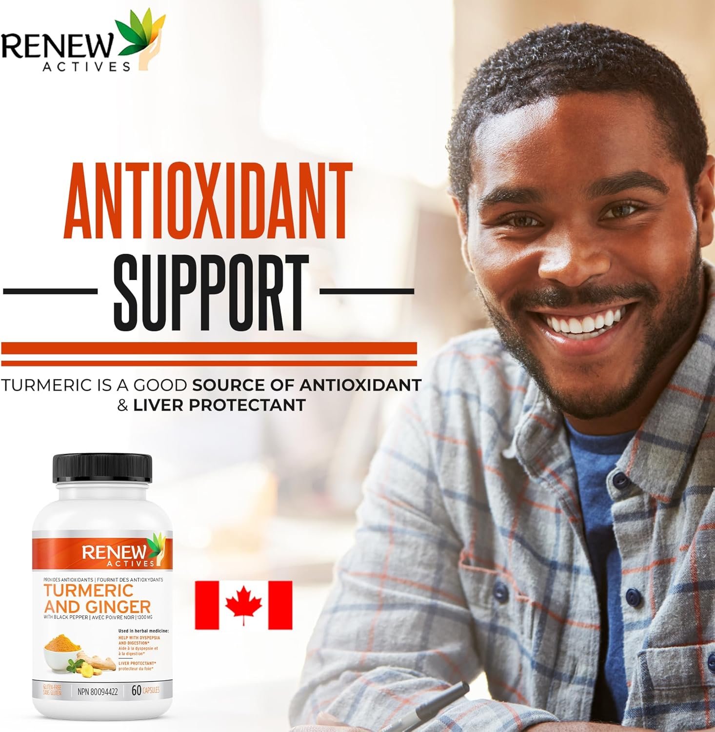 Renew Actives Ginger Turmeric Curcumin Capsules - Potent Antioxidant with Bioperine & Black Pepper Blend for Digestive & Liver Health - Easy-to-Swallow Capsules - 60 Vegan Capsules - Image 10