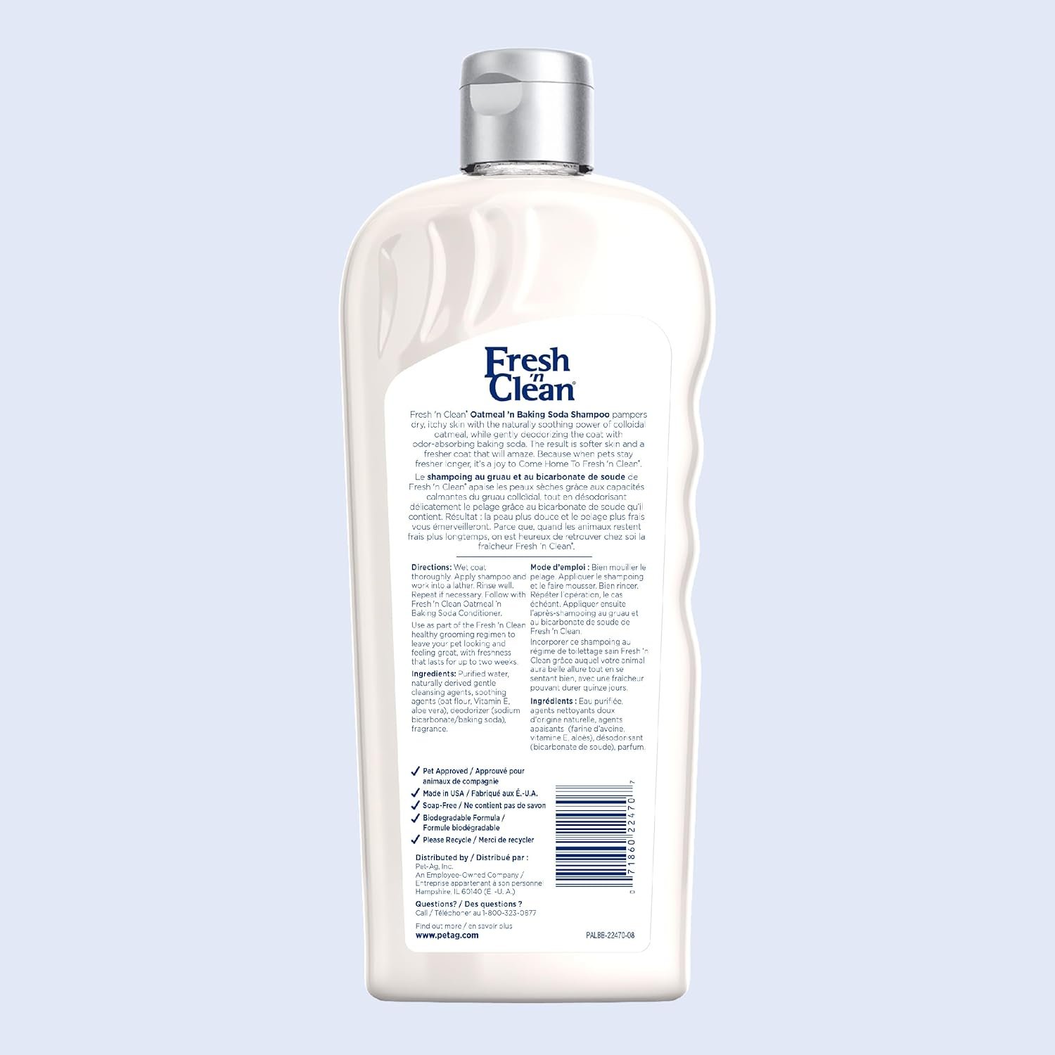 Pet-Ag Fresh ’n Clean Oatmeal ’n Baking Soda Shampoo - Tropical Fresh Scent - 18 oz - Nurtures Dry, Itchy & Sensitive Skin with Vitamin E & Aloe - Strengthens & Repairs Coats - Soap Free - Image 3