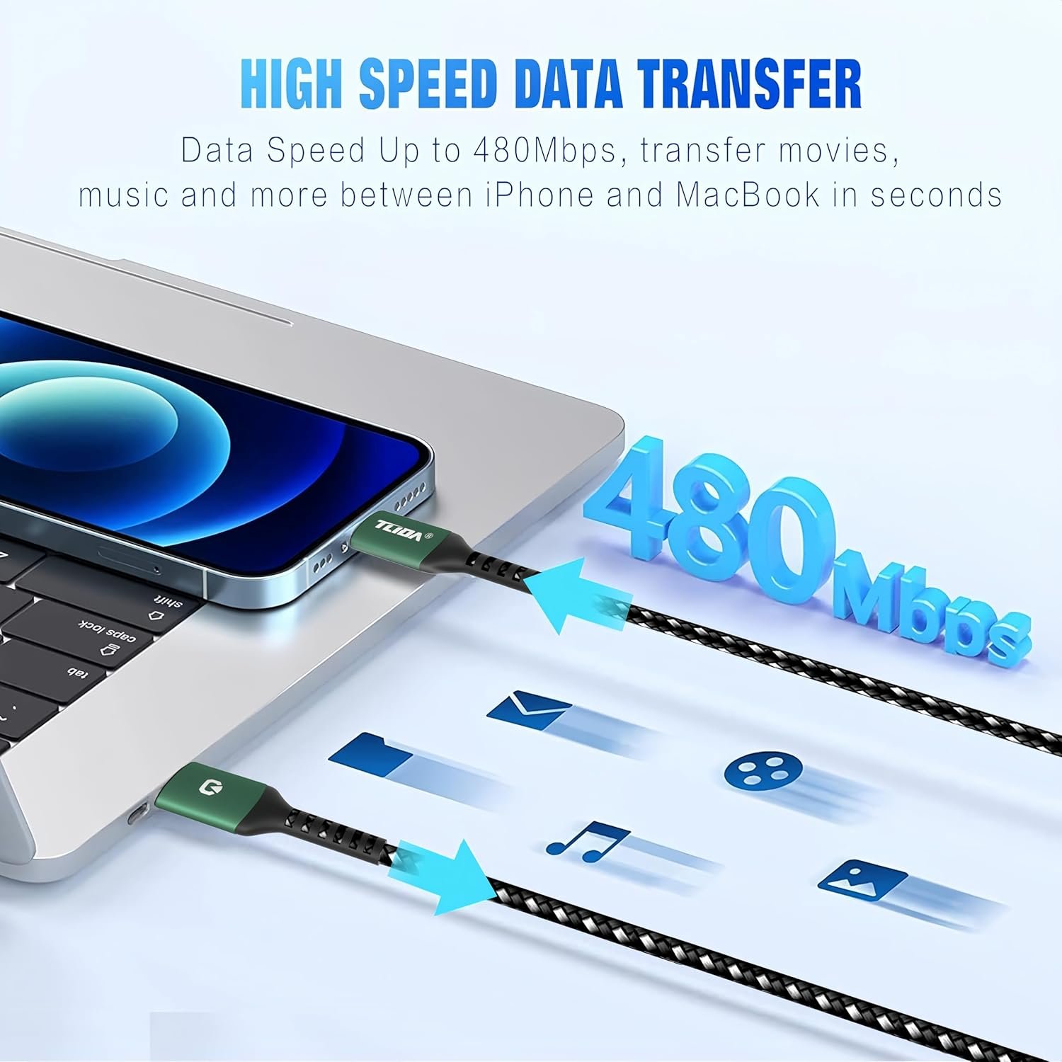 PD 66W USB C Fast Charging & Data Sync Cable Nylon Braided Ultradurable Cord 4-in-1 3A USB/C toType C/Phone Fast Sync Charger Adapter Compatible with iPhone/Laptop/Tablet/Macbook-4ft - Image 7