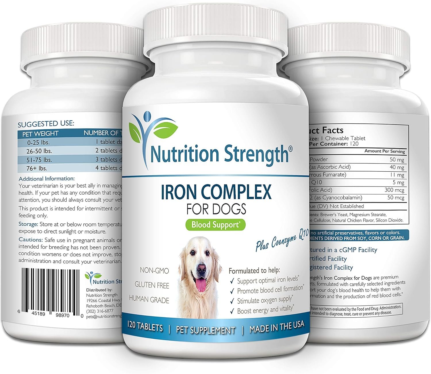 Iron for Dogs with Anemia to Support Blood Health, Blood Cell Formation & Oxygen Supply, Iron Supplement for Anemic Dogs + Vitamin C, Folate, Vitamin B12, 120 Chewable Tablets - Image 6