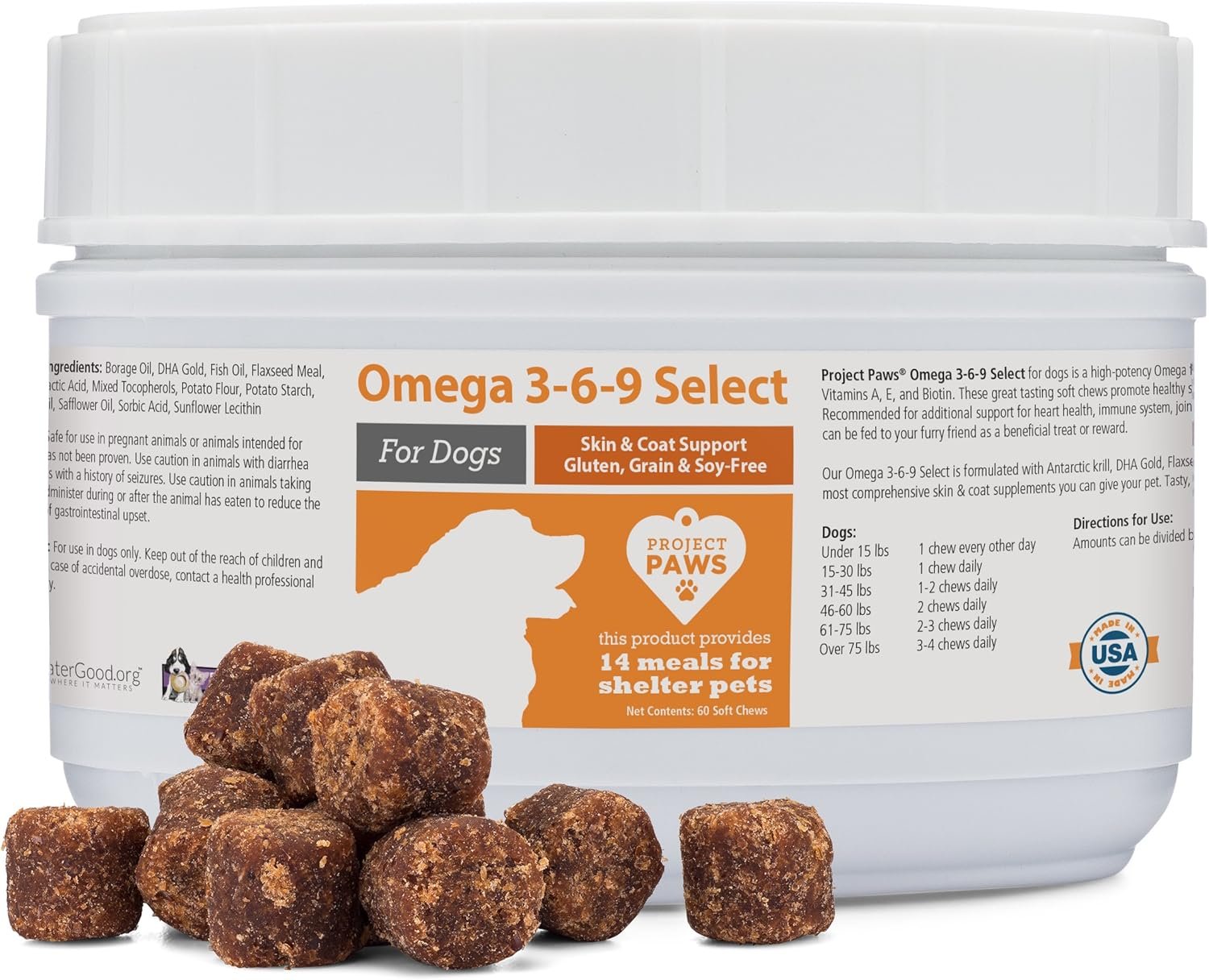 Project Paws Omega 3-6-9 Select Fish Oil for Dogs - Krill Oil Skin and Coat Supplement - 60 Count - Image 2
