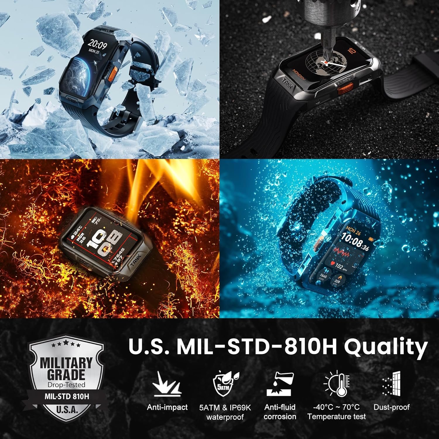 GPS Smart watch for Men Women, 3D Curved Glass, Full Stainless Steel Body, 6 Satellite Positioning, Compass, 100M Waterproof, Answer/Make Call, 1.64" AMOLED Screen, Compatible for Android iOS - Image 3