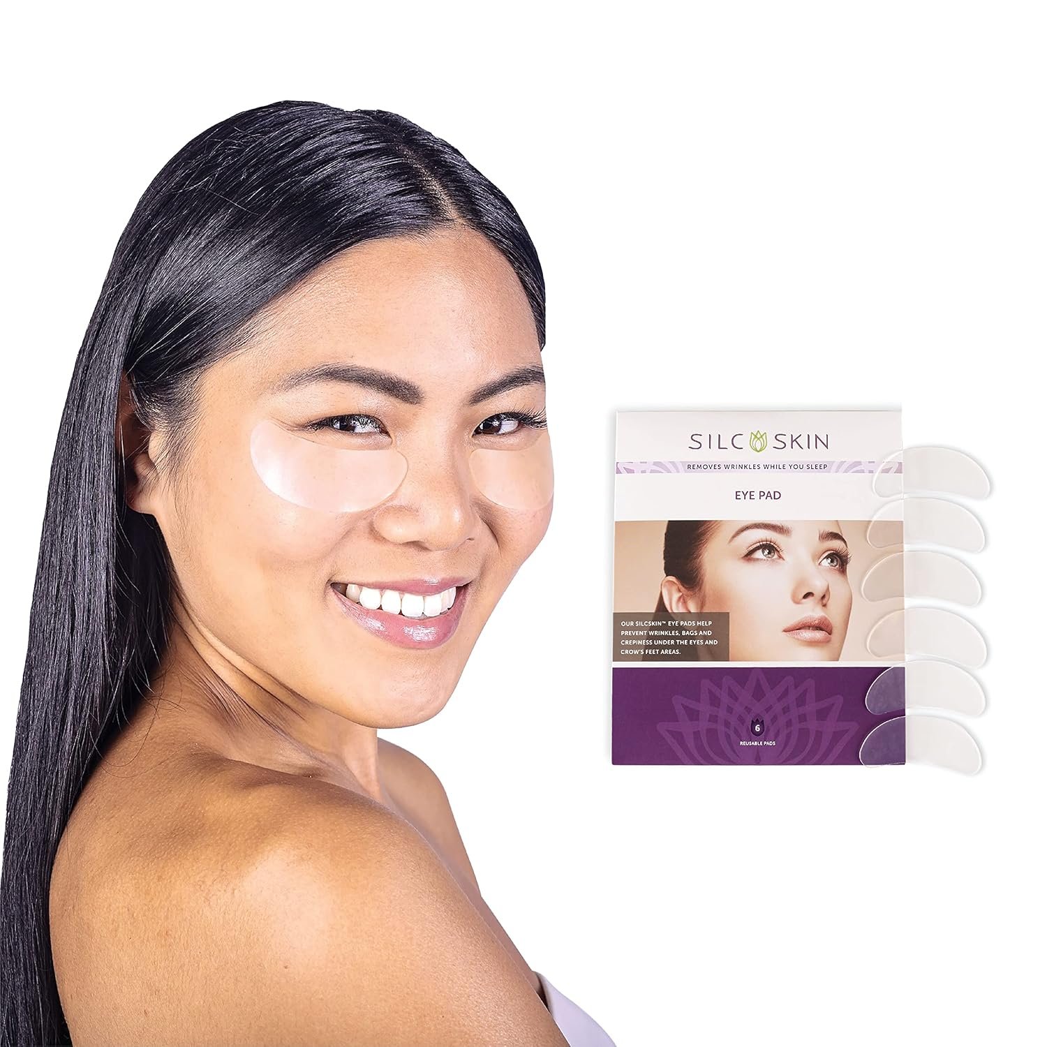 SilcSkin Silicone Eye Pads - Reusable Overnight Eye Patches, Medical-grade Silicone for Fine Lines, Crepey Skin, and Puffiness - 60 Day Supply - Image 2