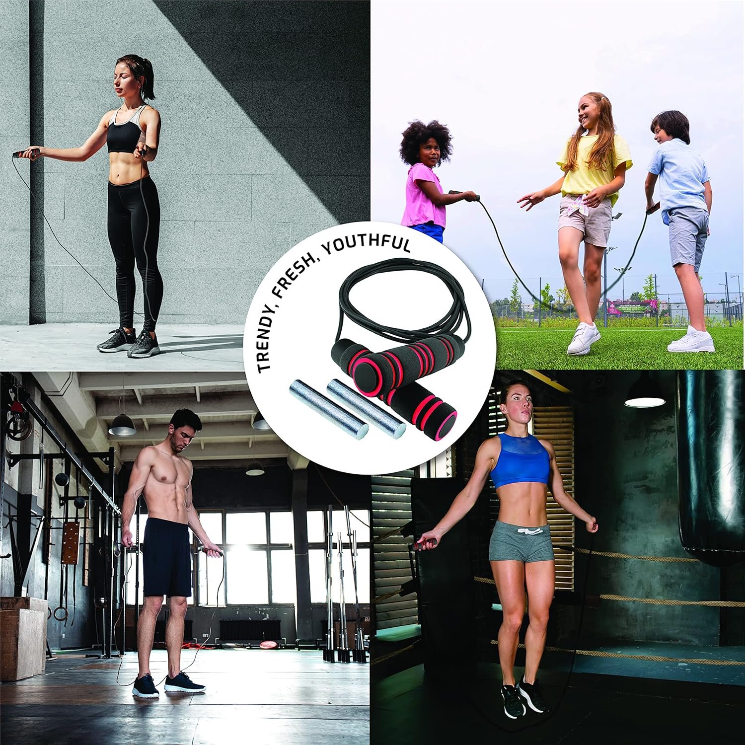 Weighted Jump Rope - (1LB) Solid PVC for Crossfit and Boxing - Heavy Jump Rope with Memory Non-Slip Cushioned Foam Grip Handles for Fitness Workouts Endurance and Strength Training - Image 7