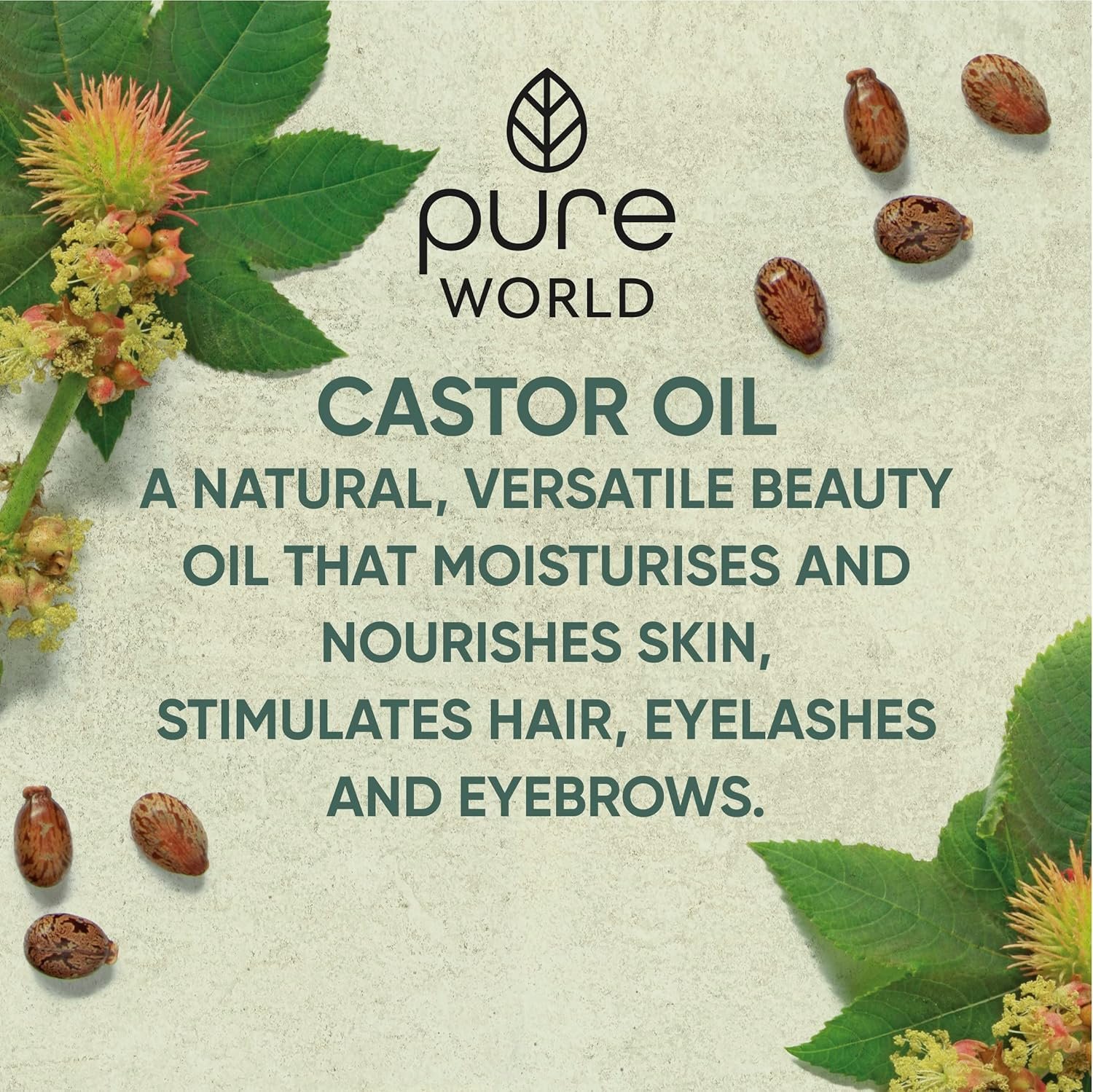 Pure World Castor Oil 100ml 3.38 fl Oz Cold Pressed 100% Pure and Natural Eyebrows, Nails, Beard, Hair, Eyelash Growth Cruelty Free - Image 8