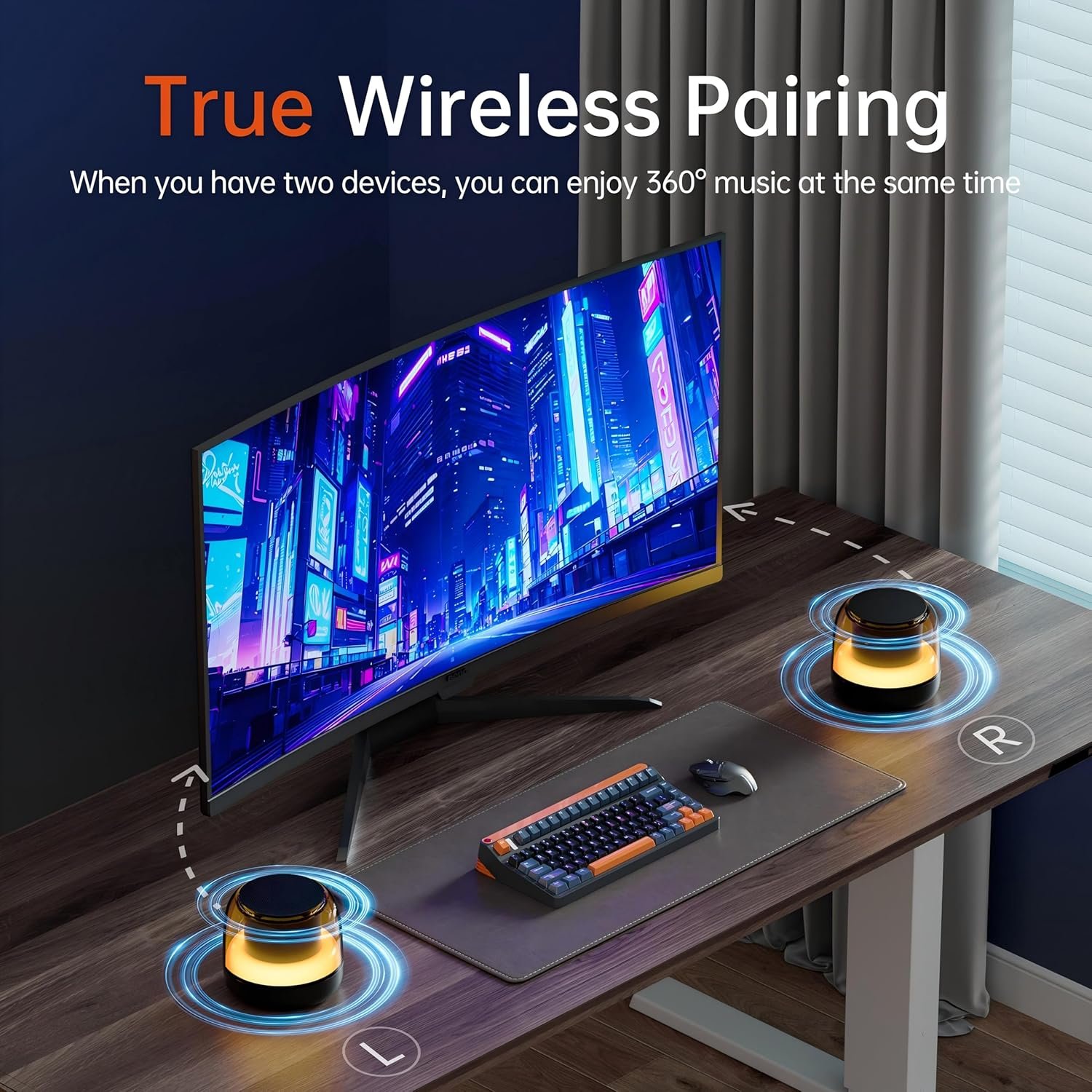 Bluetooth Speaker with Stereo Bass, Portable Speakers Bluetooth Wireless V5.3 with RGB Lights, TF-Card USB, Double Pairing, 4H Playtime, IP7 Waterproof Speakers for Travel Party Home Theater Outdoor - Image 4