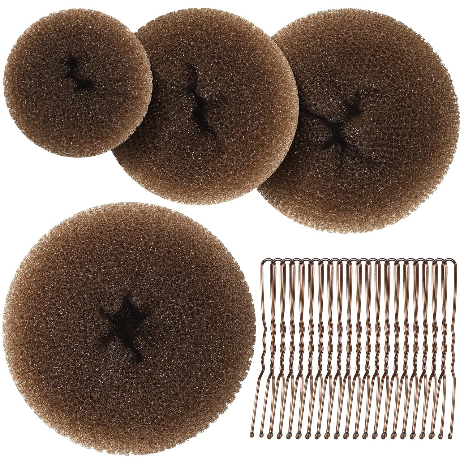 Teenitor Hair Bun Maker for Kids Girls - Hair Donuts, Ballet Bun in 4 Sizes, Light Brown - Image 2