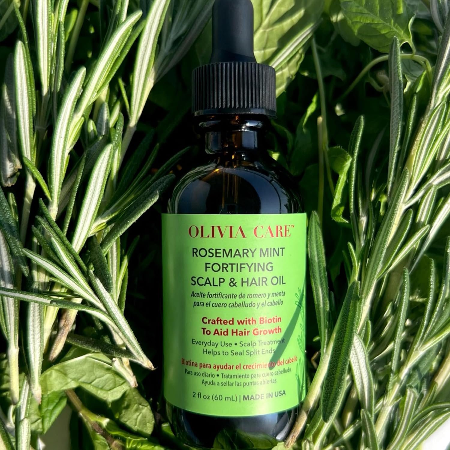 OLIVIA CARE Rosemary Oil for Hair Growth - Rosemary Oil & Mint Oil with Biotin, Fortifying Scalp and Hair Treatment to Aid Hair Growth, Made in USA. - Image 8