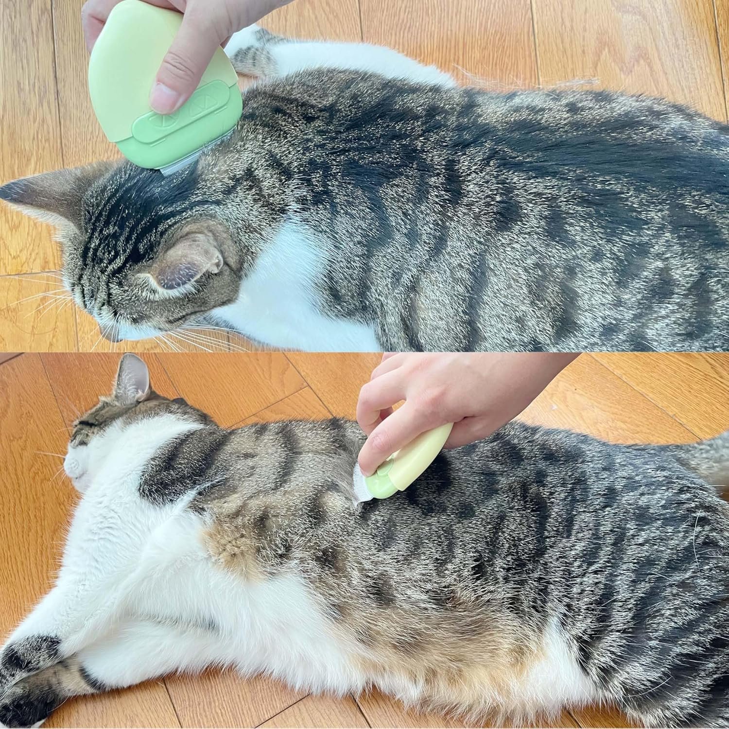 Portable Pet Hair Removal Comb 2-in-1 Dual-use Removing Floating Hair Massaging Comb Deshedding Matted Fur Loose Hair Remover Brush, Grooming Tool for Cats and Dogs (Yellow Green) - Image 6