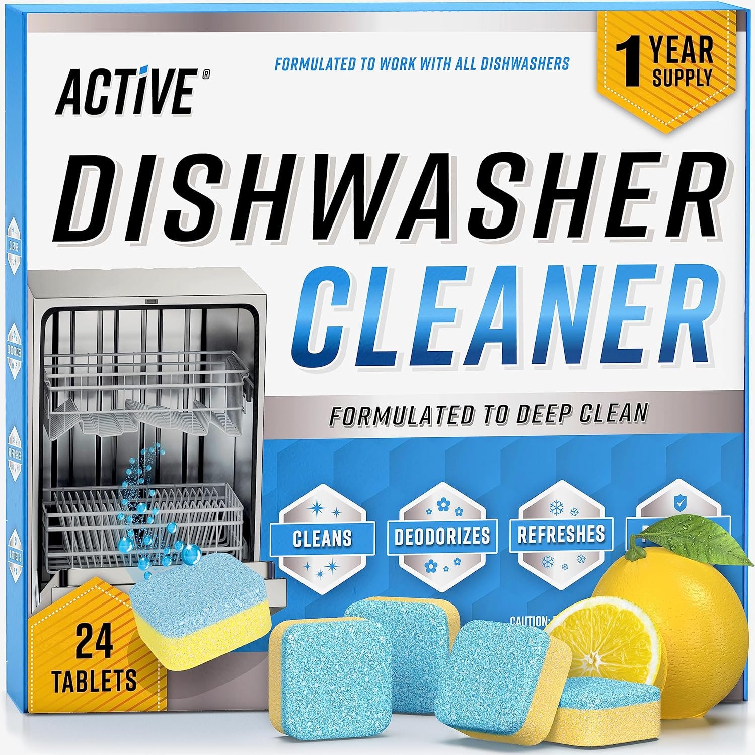 Dishwasher Cleaner And Deodorizer Tablets - 24 Pack Deep Cleaning Descaler Pods for Dish Washer Machine, Heavy Duty, Septic Safe, Natural Limescale Remover, Calcium, Odor, Smell - 12 Month Supply - Image 2