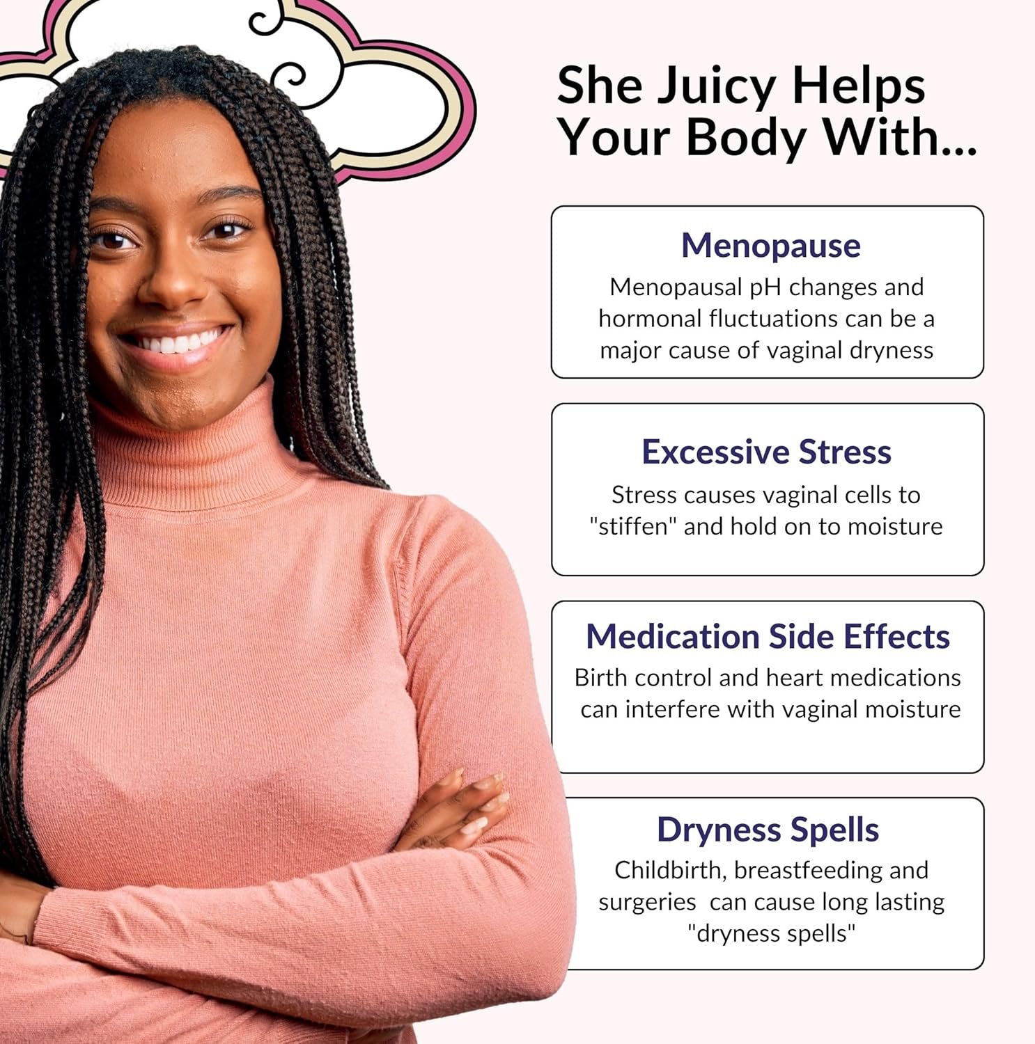 Flower Power She Juicy Vaginal Moisturizer | Feminine Care for Women - 60 ct - End Vaginal Dryness with Slippery Elm Bark | Feminine Care for Vaginal Health - Made in USA - Image 7