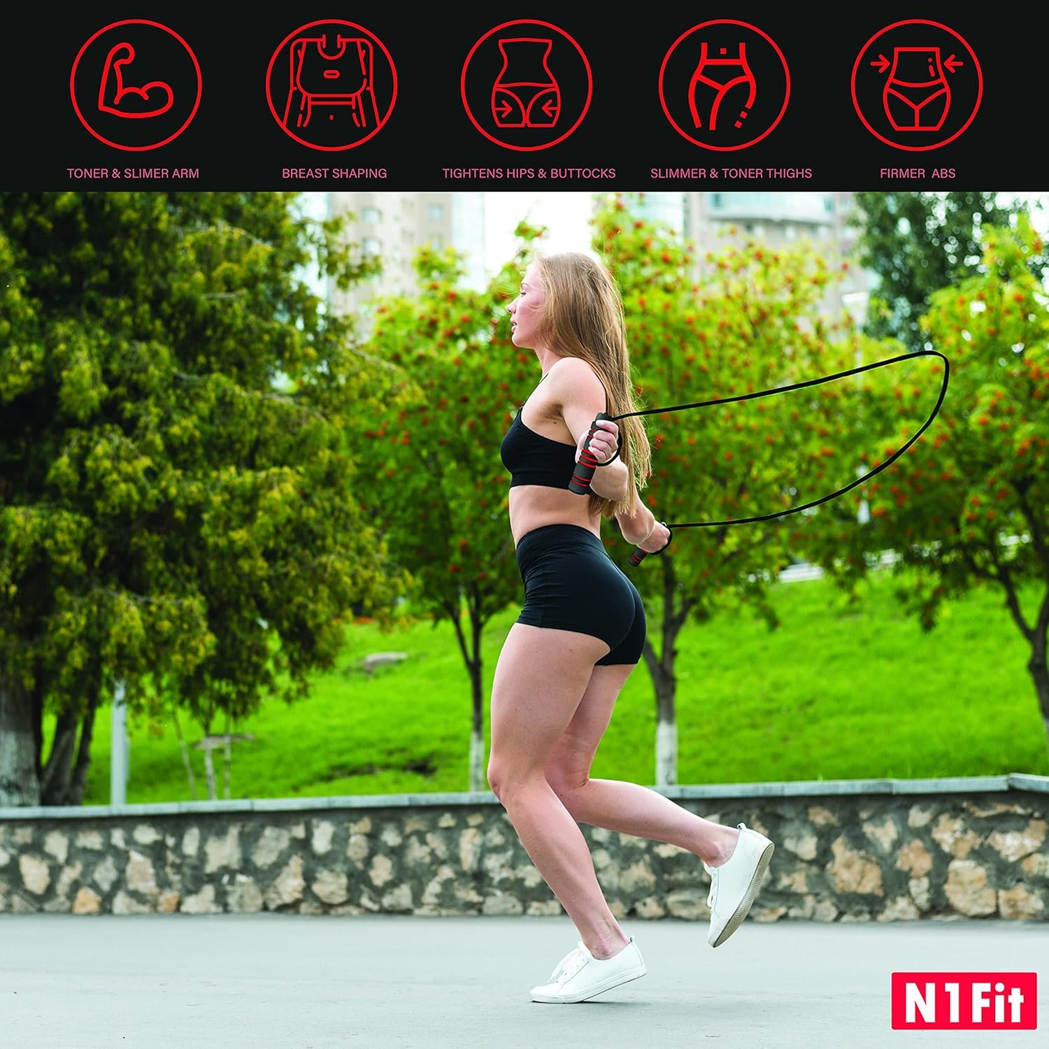 Weighted Jump Rope - (1LB) Solid PVC for Crossfit and Boxing - Heavy Jump Rope with Memory Non-Slip Cushioned Foam Grip Handles for Fitness Workouts Endurance and Strength Training - Image 5