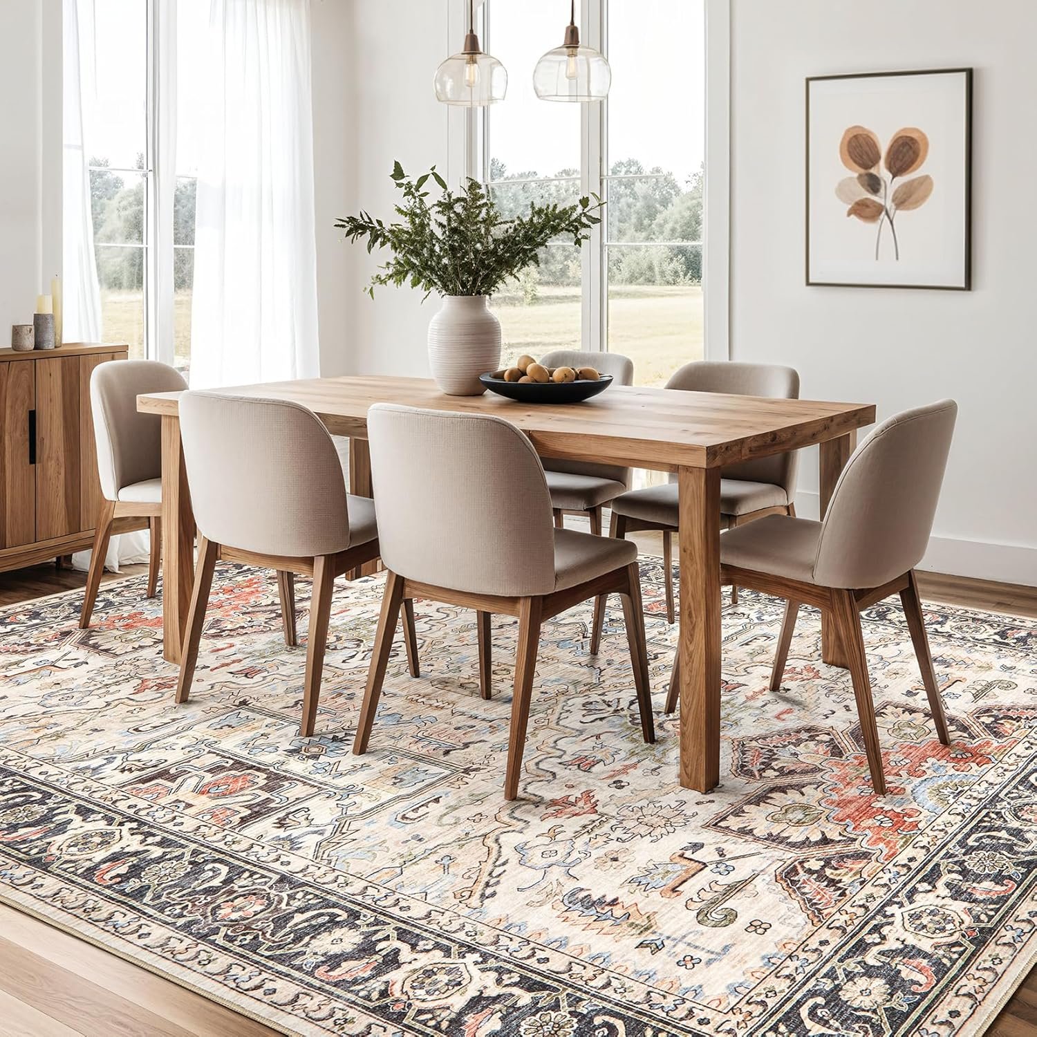 9x12 Area Rugs for Living Room - Large Carpet Ultra Thin Soft Washable Oriental Vintage Floral Distressed Rug Big Indoor Carpets for Bedroom Nursery Dorm Home Decor Aesthetic - Multi - Image 8