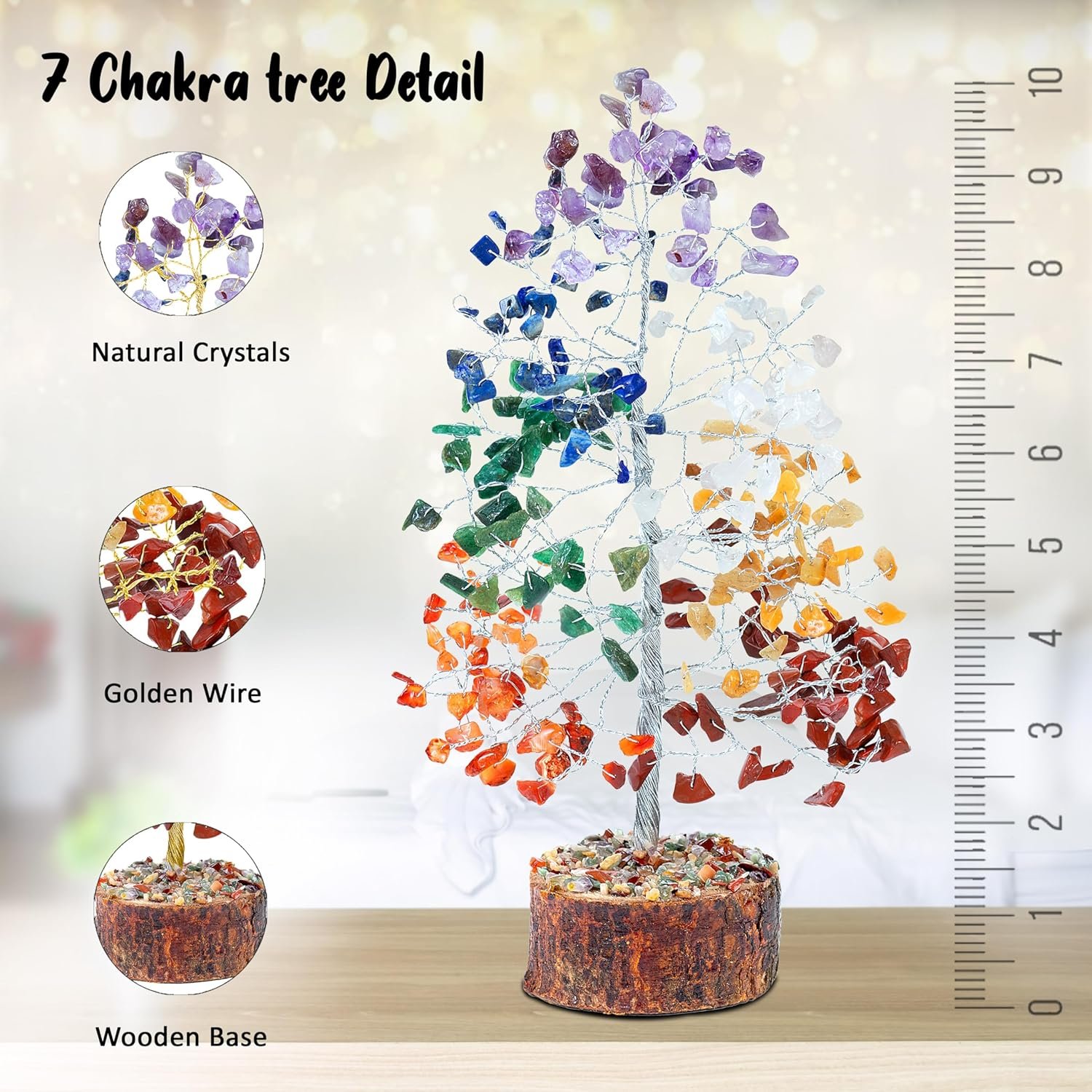 Seven Chakra Tree of Life, Crystal Tree for Positive Energy - Feng Shui Tree, Artificial Tree, Crystal Decoration, Money Tree, Handmade 7 Chakra Tree, Healing Crystals, Stone Tree, Spiritual Gifts - Image 3