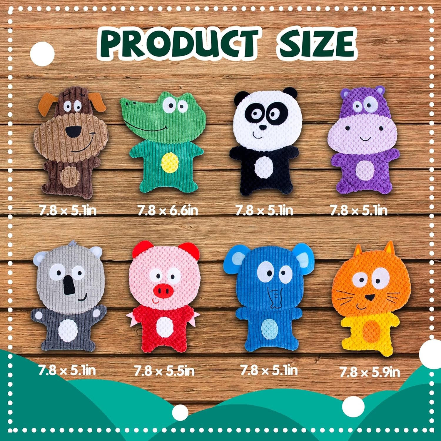 No Stuffing Dog Toys, 8 Pack Dog Squeaky Toys, Durable Plush Dog Toys, Cute Animal Plush Toys, Pet Entertaining Toys Interactive Teething Chew Toys Bulk for Puppy Small Medium Breeds - Image 8
