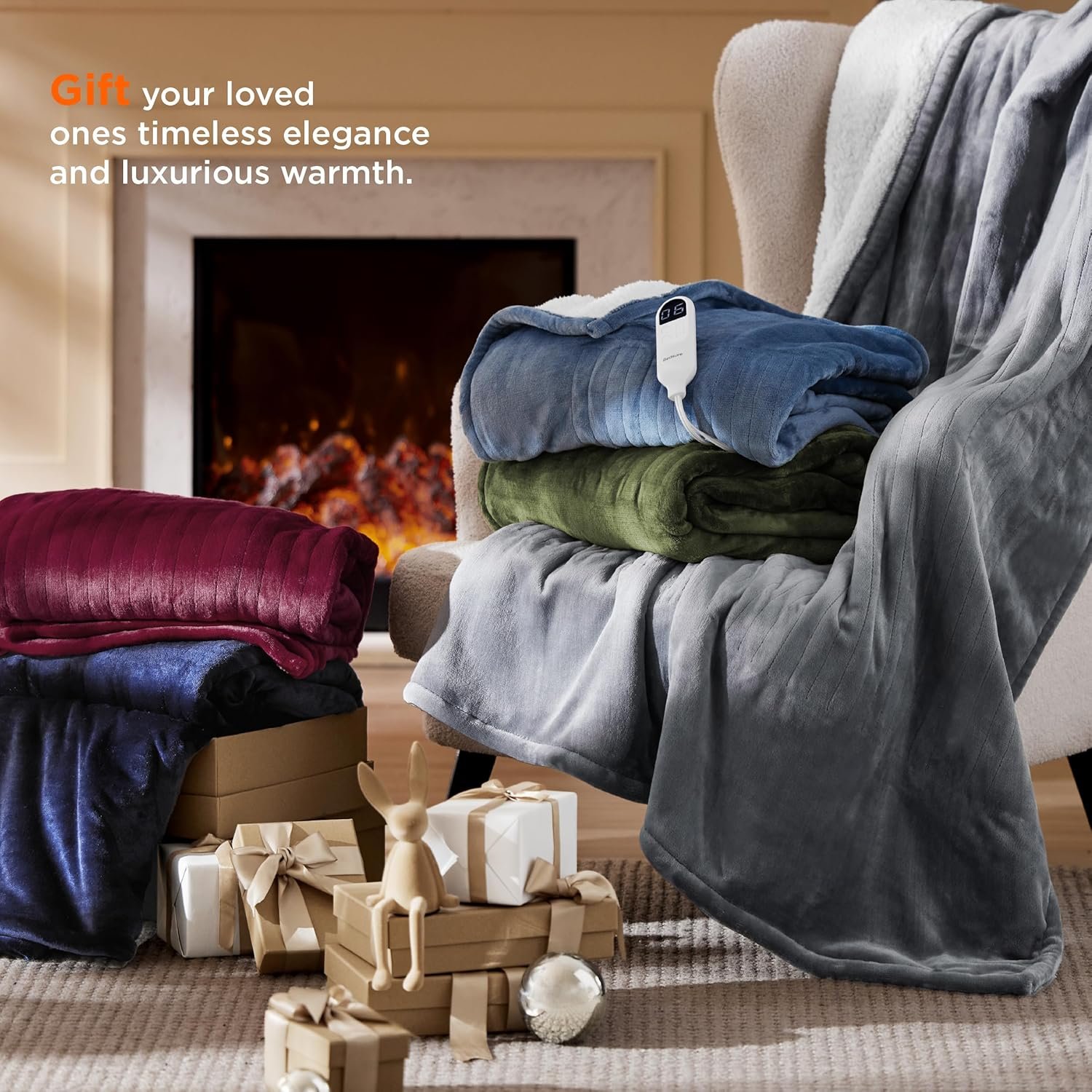 Bedsure Heated Blanket Electric Throw - Soft Flannel Electric Blanket, Heated Throw with 4 Time Settings & 6 Heat Settings, Warm Gift for Grandma (50x60 inches, Cream) - Image 8