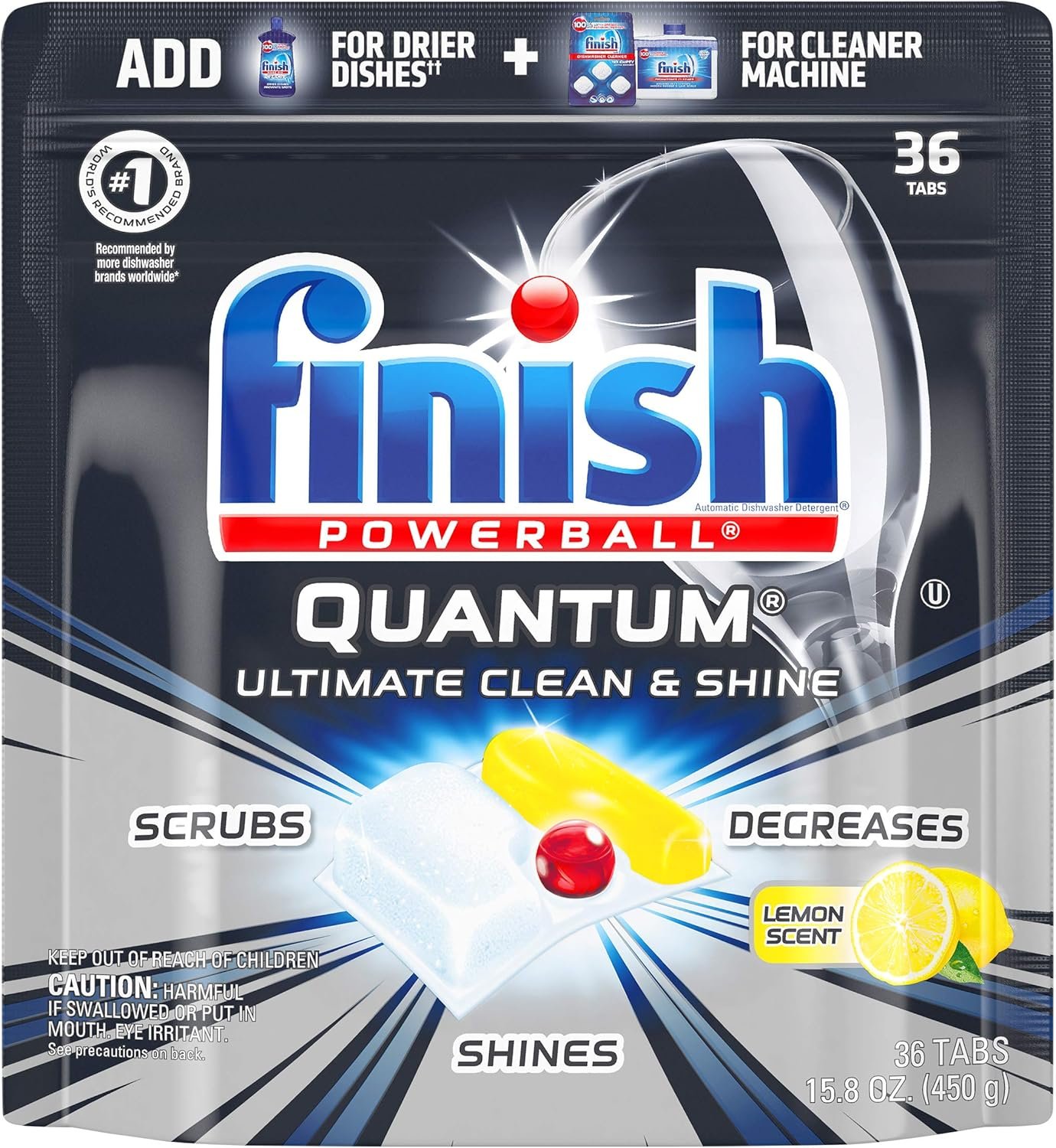 Finish - Quantum - 36ct - Dishwasher Detergent - Powerball - Ultimate Clean & Shine - Dishwashing Tablets - Dish Tabs - Image 2