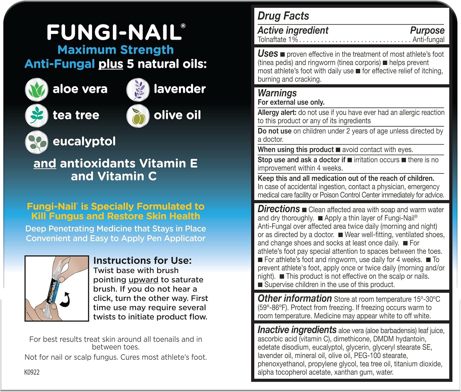 Fungi-Nail Pen Applicator Anti-Fungal Solution, Kills Fungus That Can Lead to Nail & Athlete’s Foot with Tolnaftate & Clinically Proven to Cure and Prevent Fungal Infections, 0.101 Fl Oz (Pack of 1) - Image 3