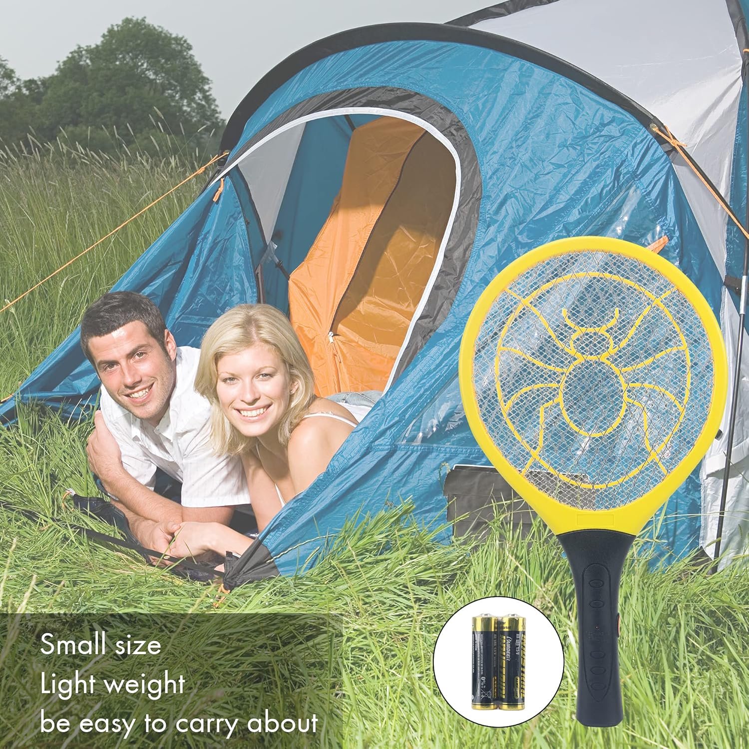 Electric Fly Swatter - Bug Zapper - Best High Voltage Handheld Mosquito Killer - Wasp, Fruit Fly, Insect Trap Racket for Indoor, Travel, Camping and Outdoor Control (2 AA Batteries Included) - Image 6