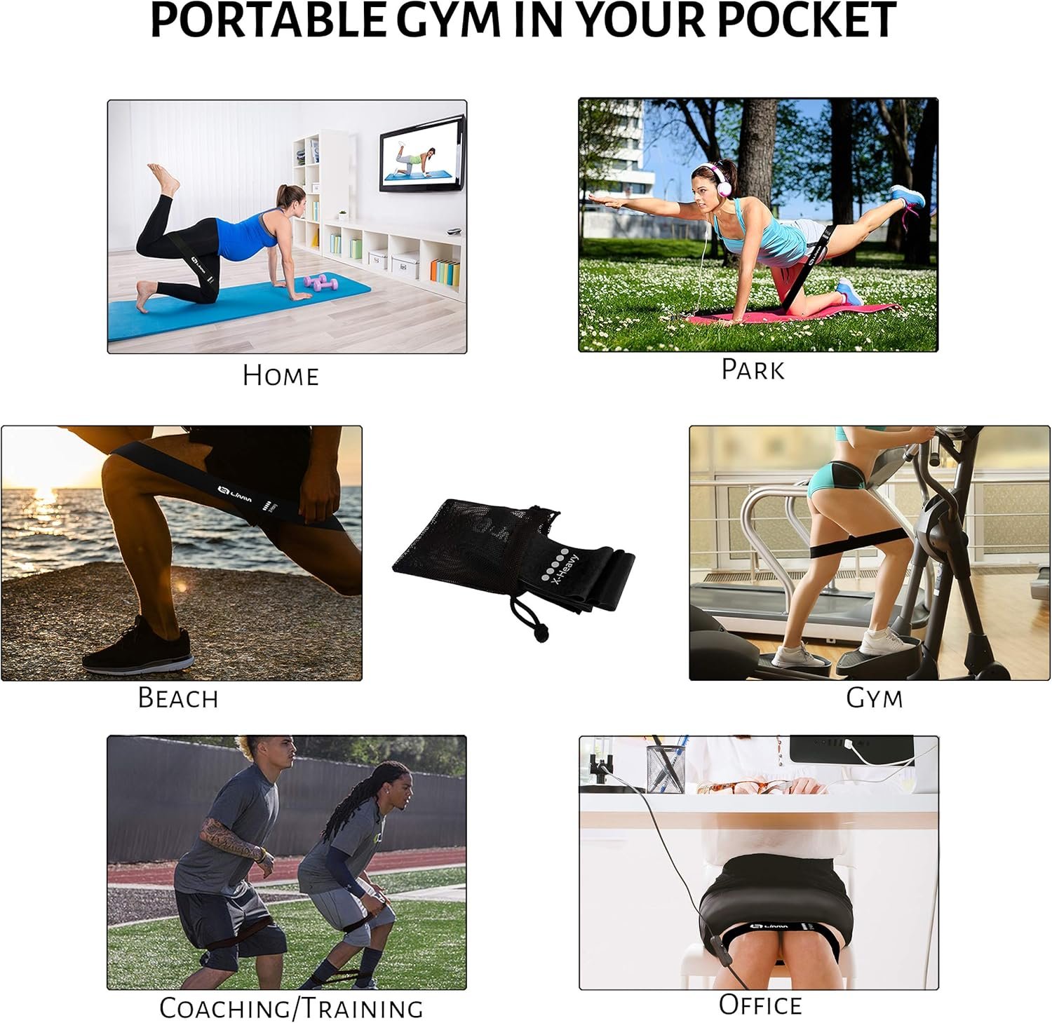 Limm Resistance Loop Exercise Bands - Set of 3 Bands for Working Out with Instruction Guide & Carry Bag - Mini Resistance Bands for Home Workouts, 12" x 2" - Image 6