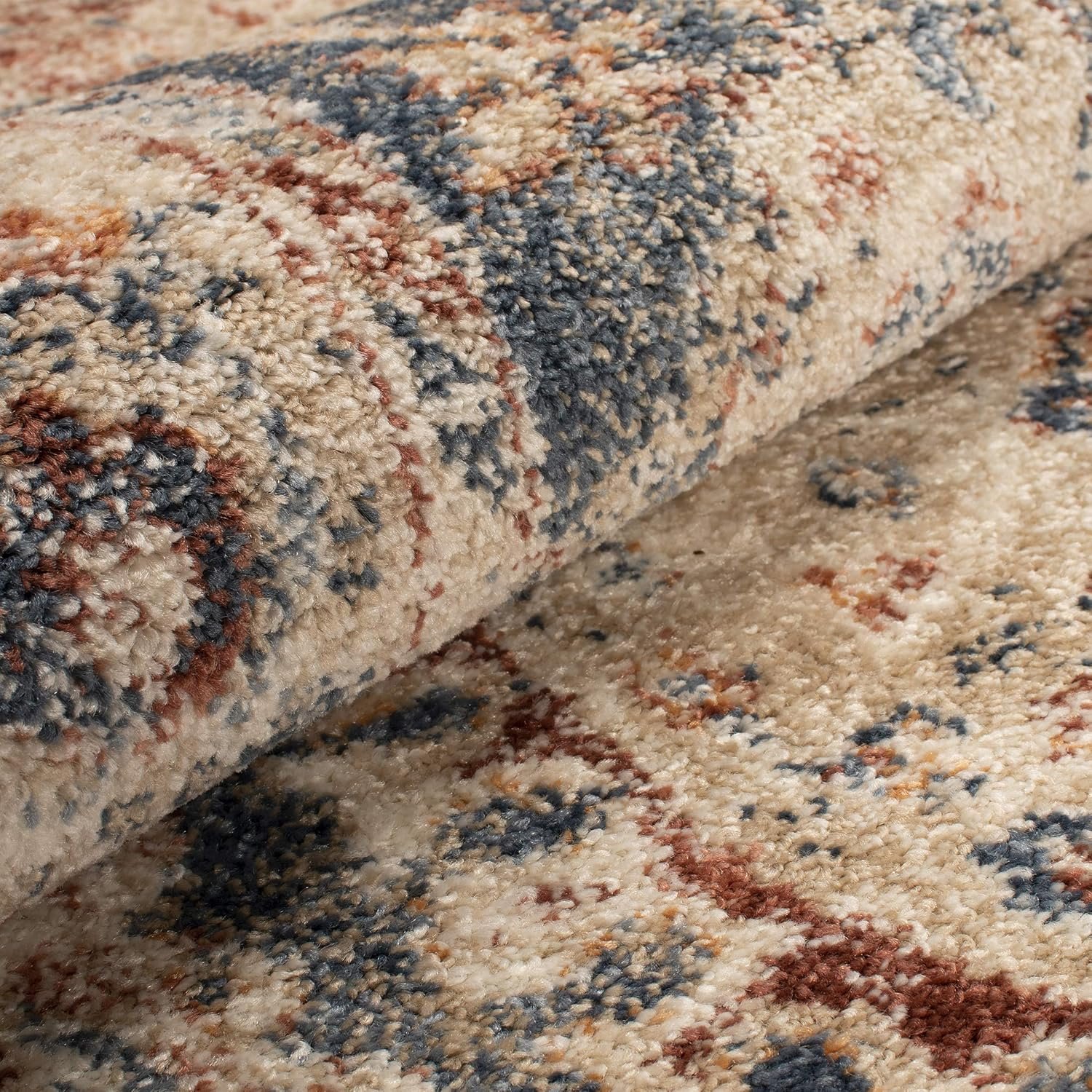 Superior Indoor Area Rug, Stylish Rugs For Living Room, Bedroom, Office, Hardwood Floors, Kitchen, Dining, Carpet Essentials, Dark Blue Decor, Ogee Medallion, Sibylla Collection, 5' x 8', Beige - Image 6