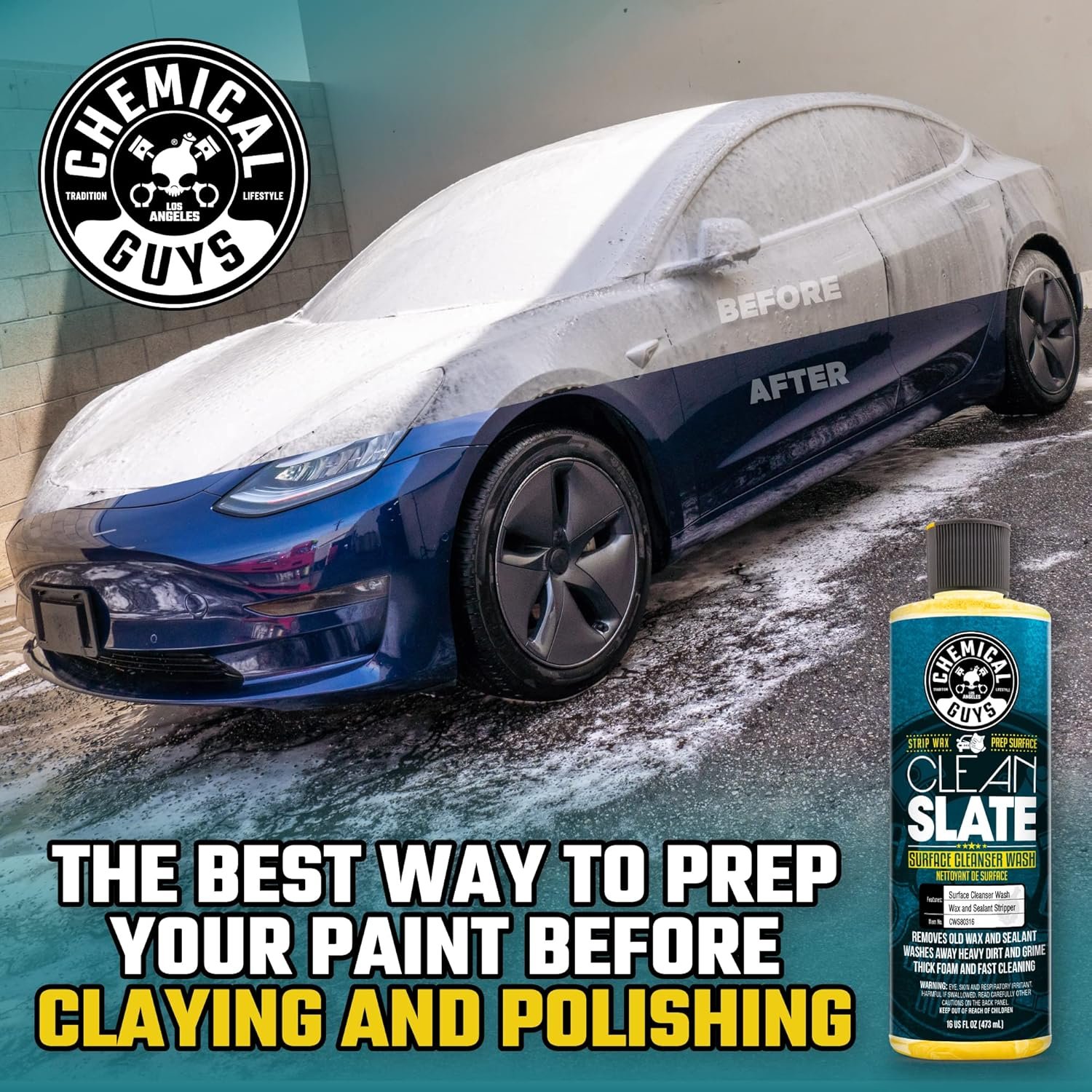 Chemical Guys CWS80316 Clean Slate Deep Surface Cleaning Car Wash Soap (Removes Old Car Waxes, Glazes & Sealants for Superior Surface Prep), 16 fl oz, Citrus Scent - Image 4