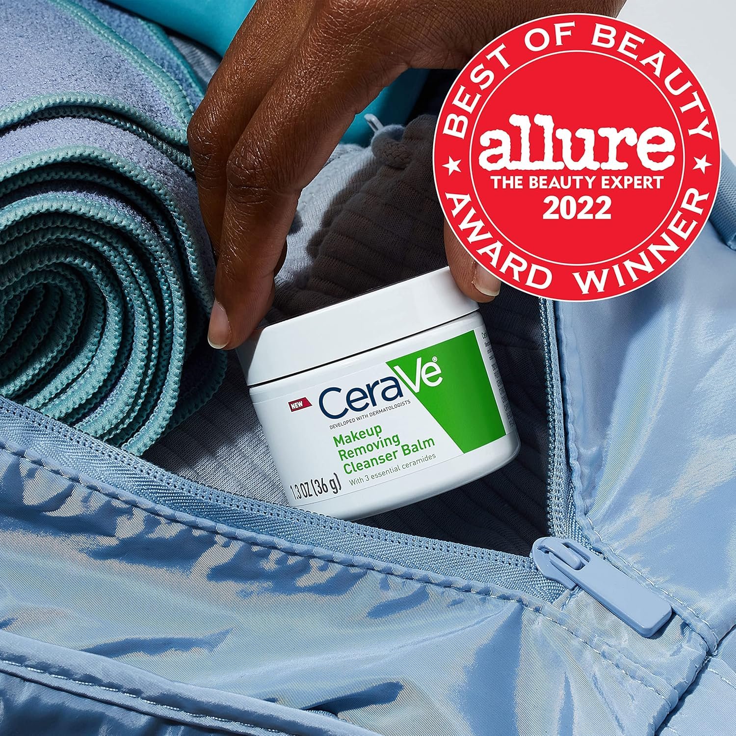 CeraVe Cleansing Balm Makeup Remover, Waterproof Makeup Remover With Ceramides & Plant-Based Jojoba Oil To Nourish & Hydrate, Non-Comedogenic & Fragrance Free, 1.3 Oz - Image 3