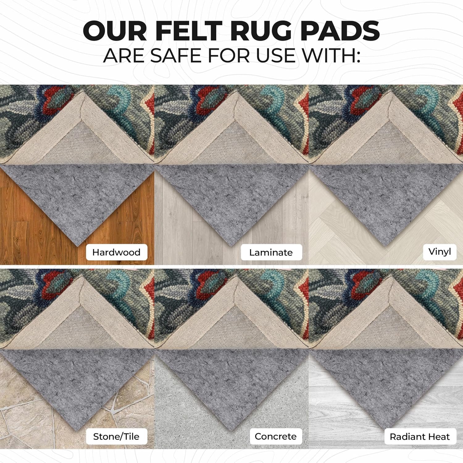 Superior Indoor Area Rug Pad, Non-Slip, Non-Skid, Floor Protector, Hardwood, Tile Floor Padding, Furniture Gripper, Slide Stopper, Felt and Rubber Rug Grip, with Coating, Lynn Collection, 2' 7" x 8' - Image 4